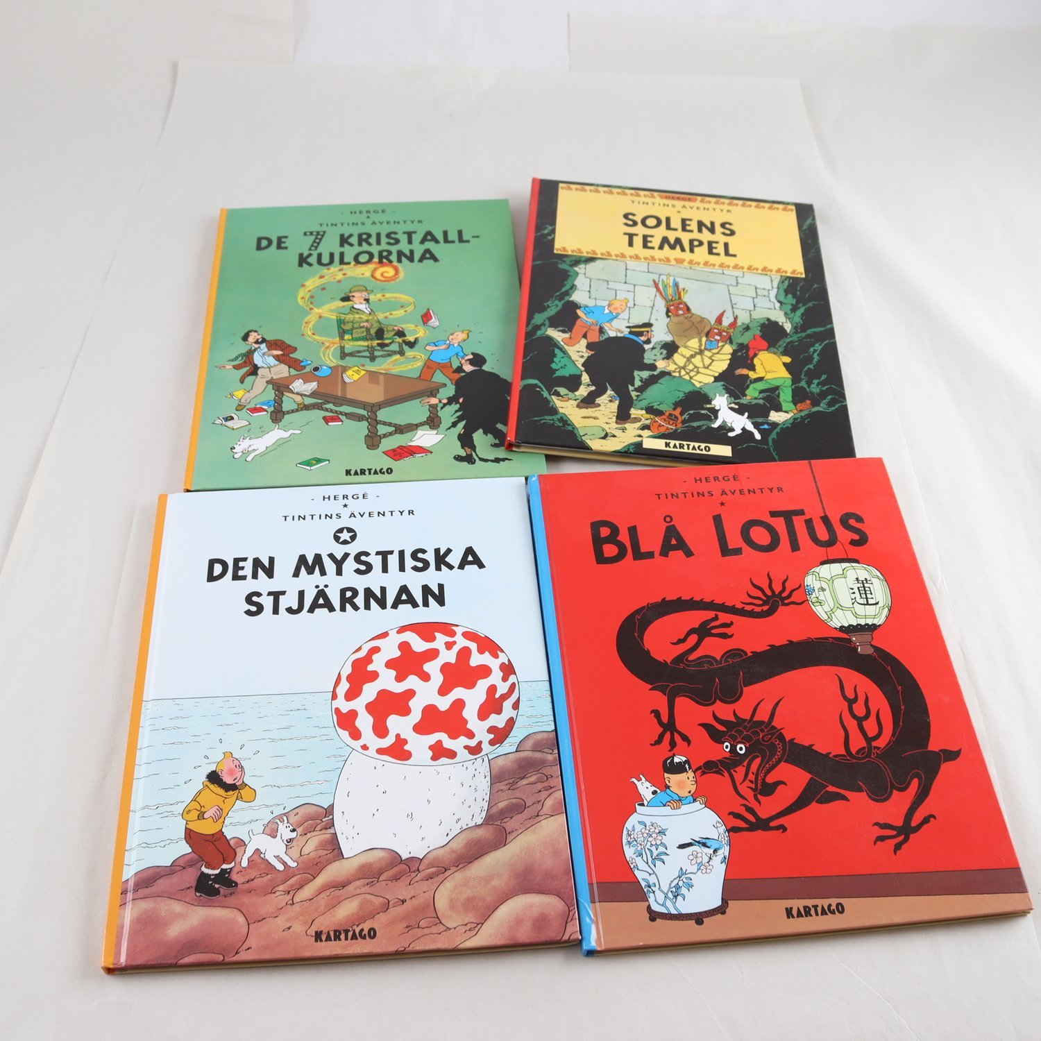 Hergé, Tintins äventyr, 4 inbundna volymer från Kartago