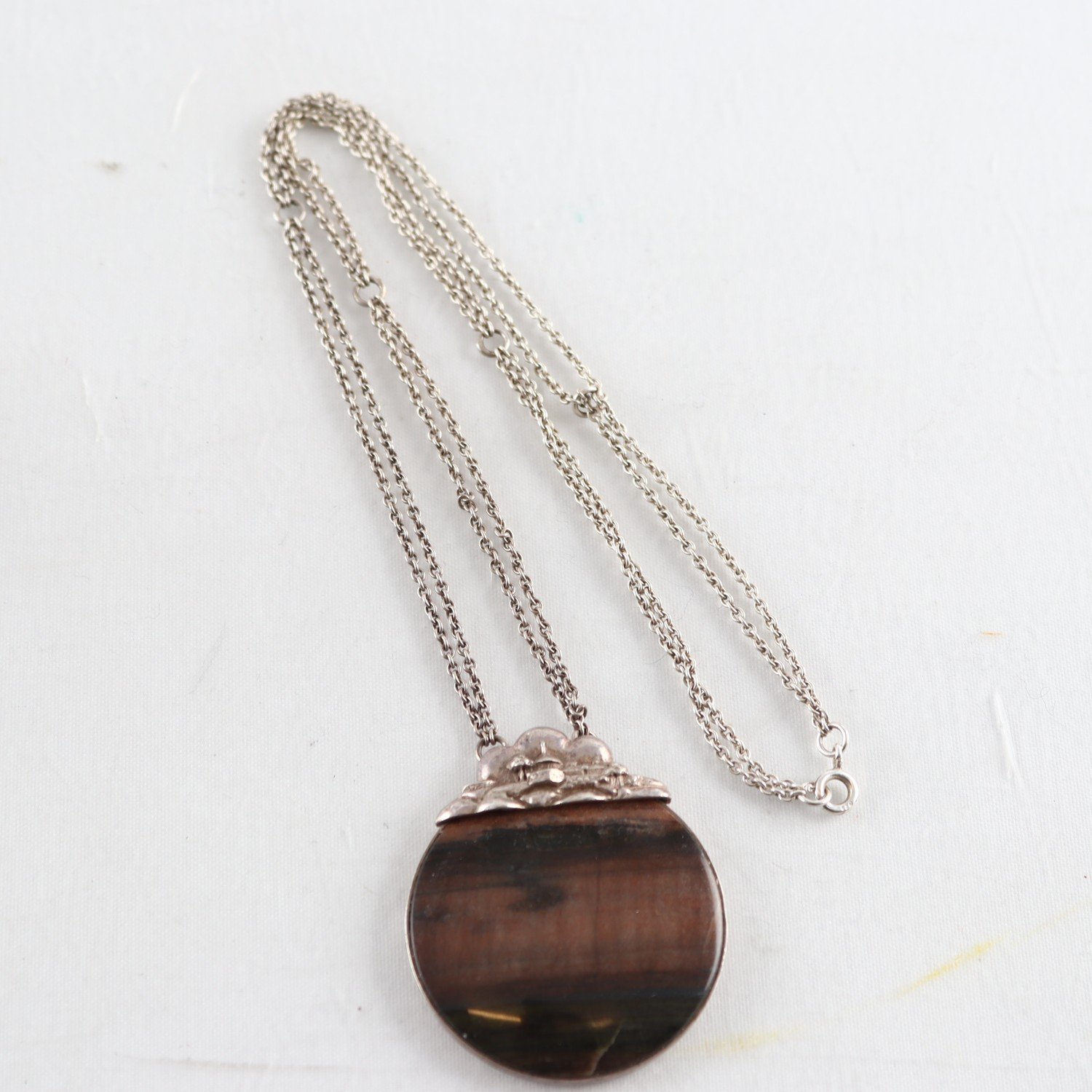 Halsband med brun sten, silver, Art Form Studio Horst, brv: 34,3 g