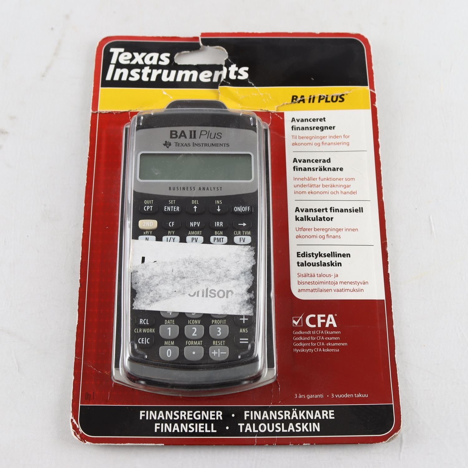 Miniräknare, Texas instrument, BA II plus.
