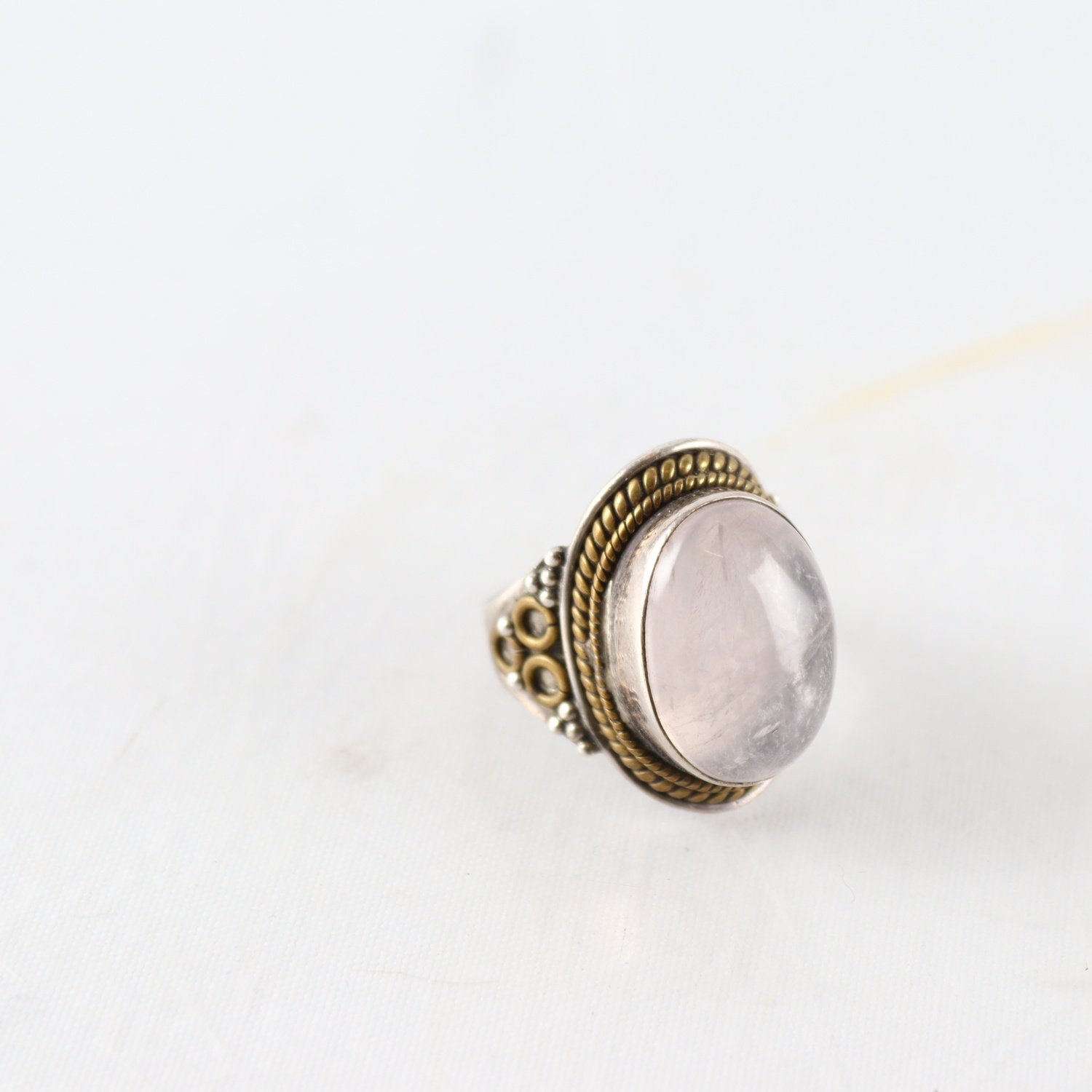 Ring, silver 925, vit sten, brv: 8,8 g