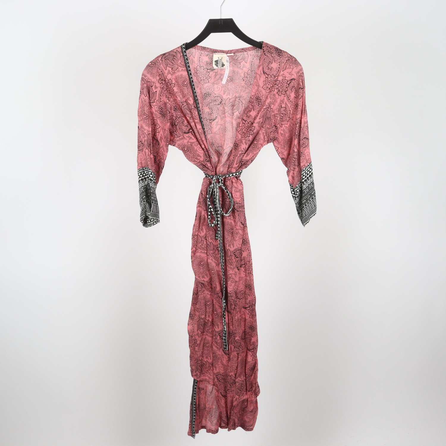 Kimono/kaftan, Timjan Disign, rosa, 100% lin, mönstrad, stl. M/L