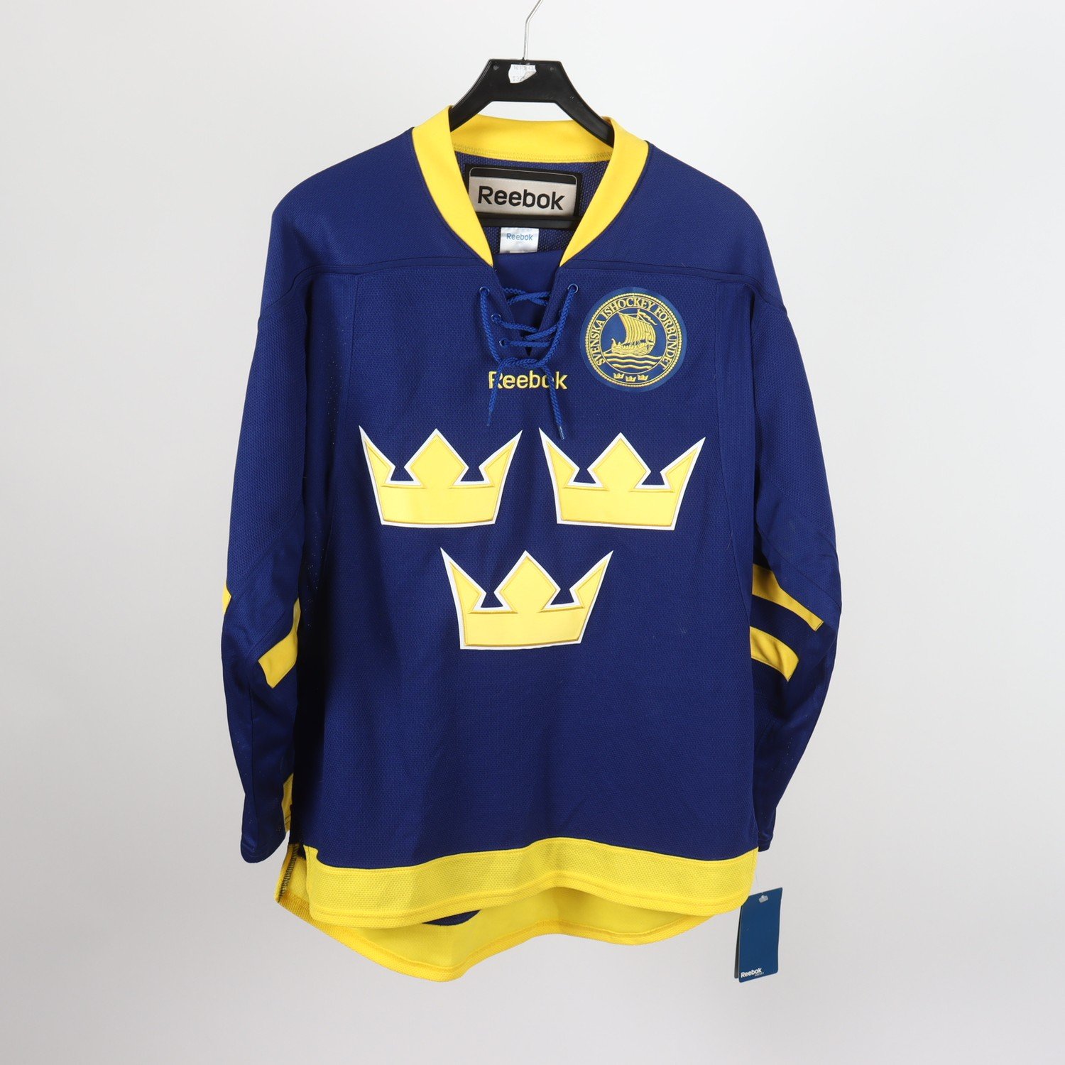 Hockeytröja, Reebok, Sverige, gul, blå, stl. S