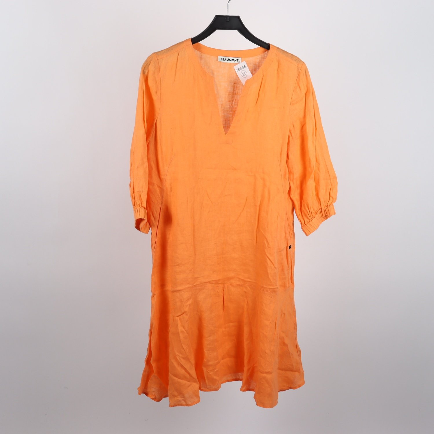 Klänning, Beaumont, orange, 100 % linne, stl. 36