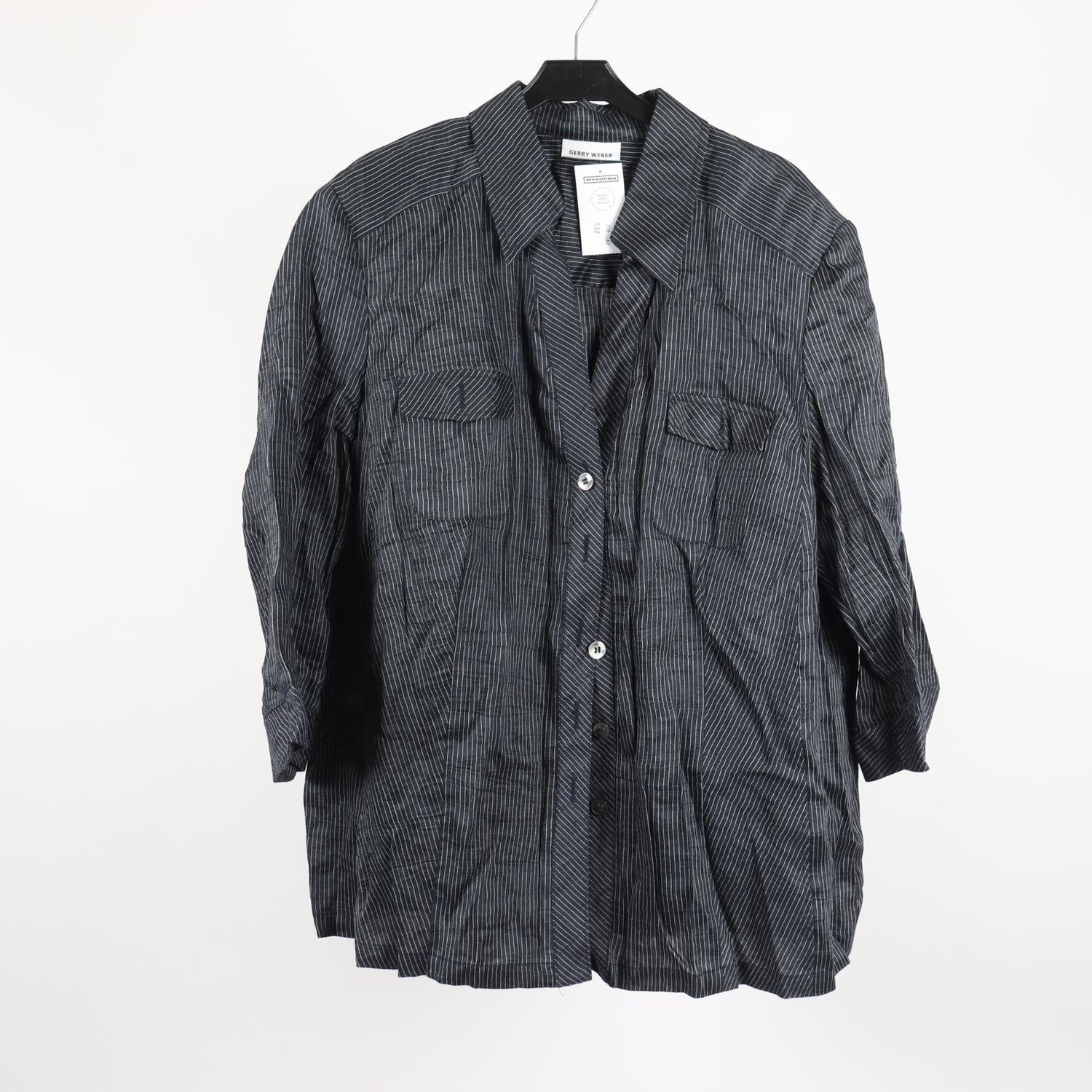 Skjorta, Gerry Weber, 85% lin, randig mörkblå/vit, stl.48