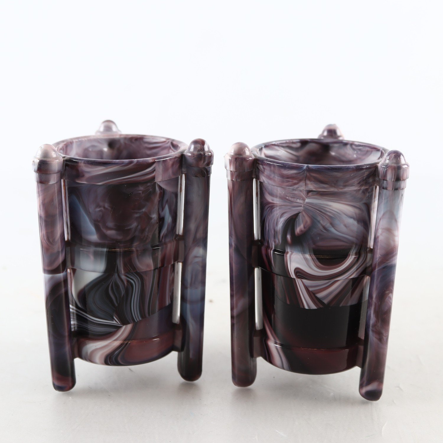 Vaser, marmorerat, slagg glas, Sowerby, England, 2 st