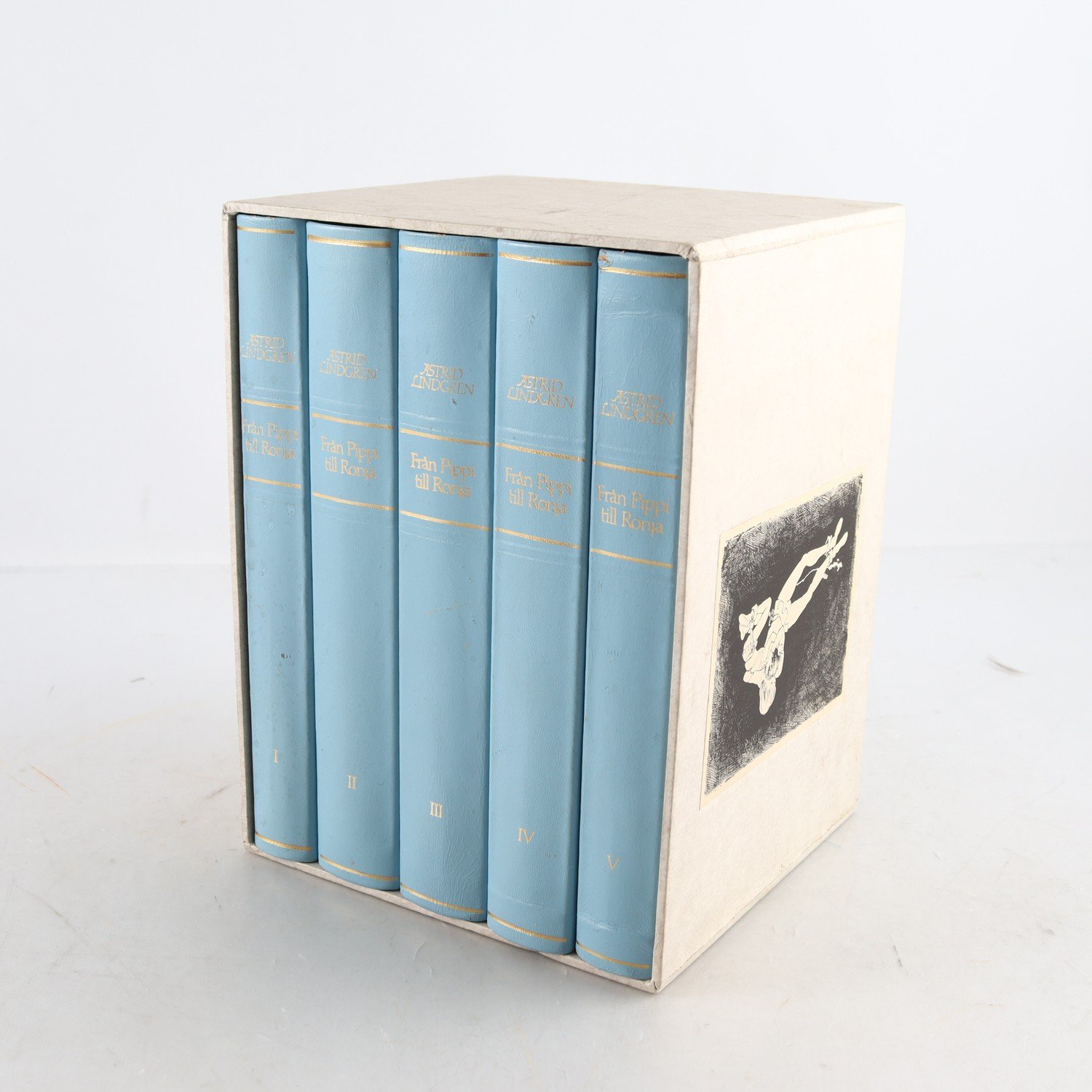 Astrid Lindgren, Vol. I-V, bibliofilutgåva. Samfraktas ej.