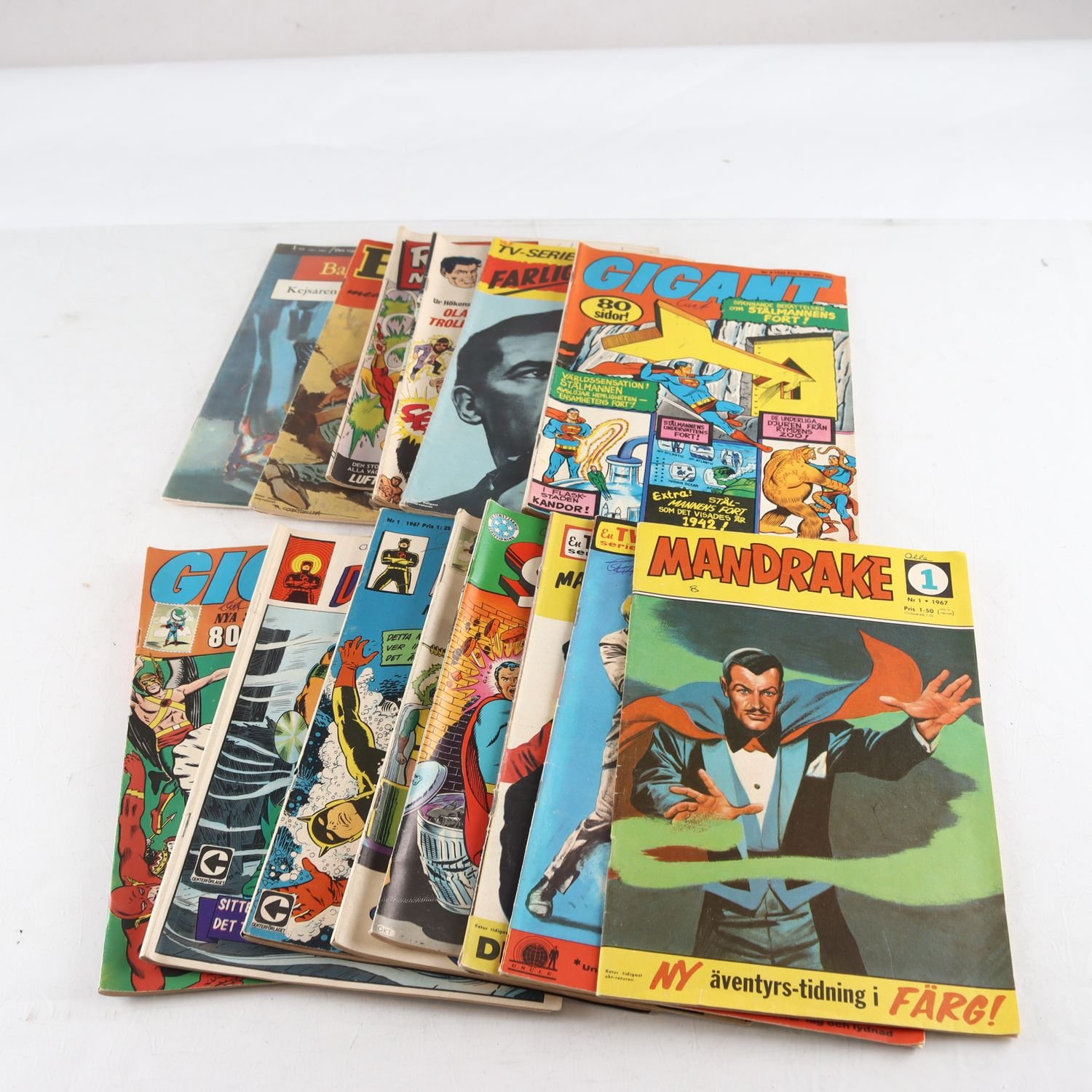 Serier från 1960-talet, 14 nummer, Mandrake, Stålmannen, m.m.