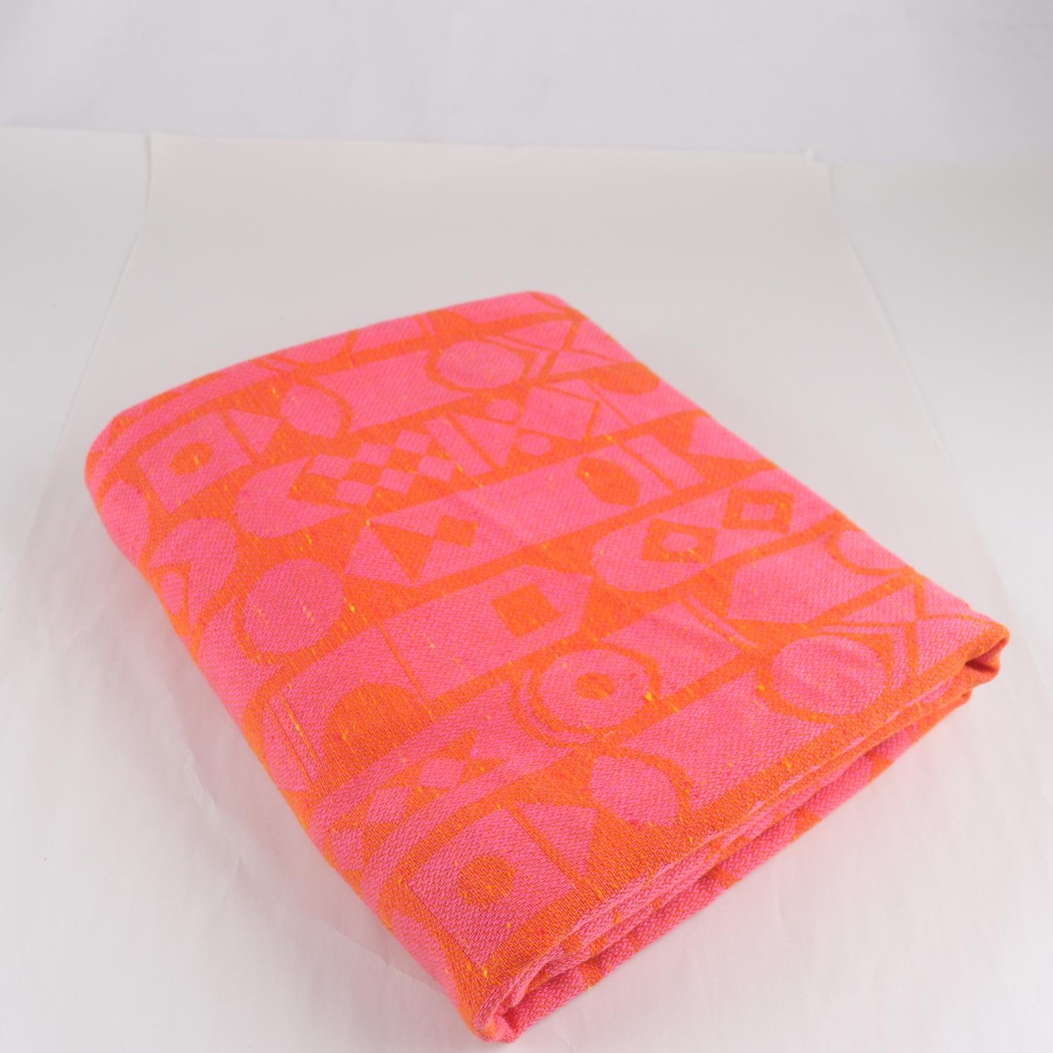 Tyg, rosa/orange, vävt, retro