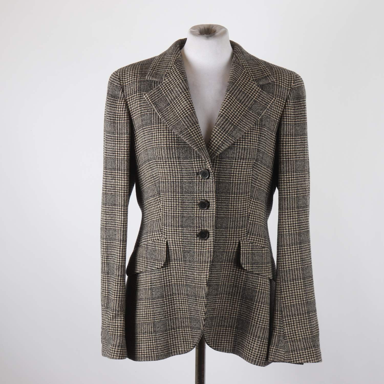 Kavaj, MaxMara, rutig, ull, stl. 42