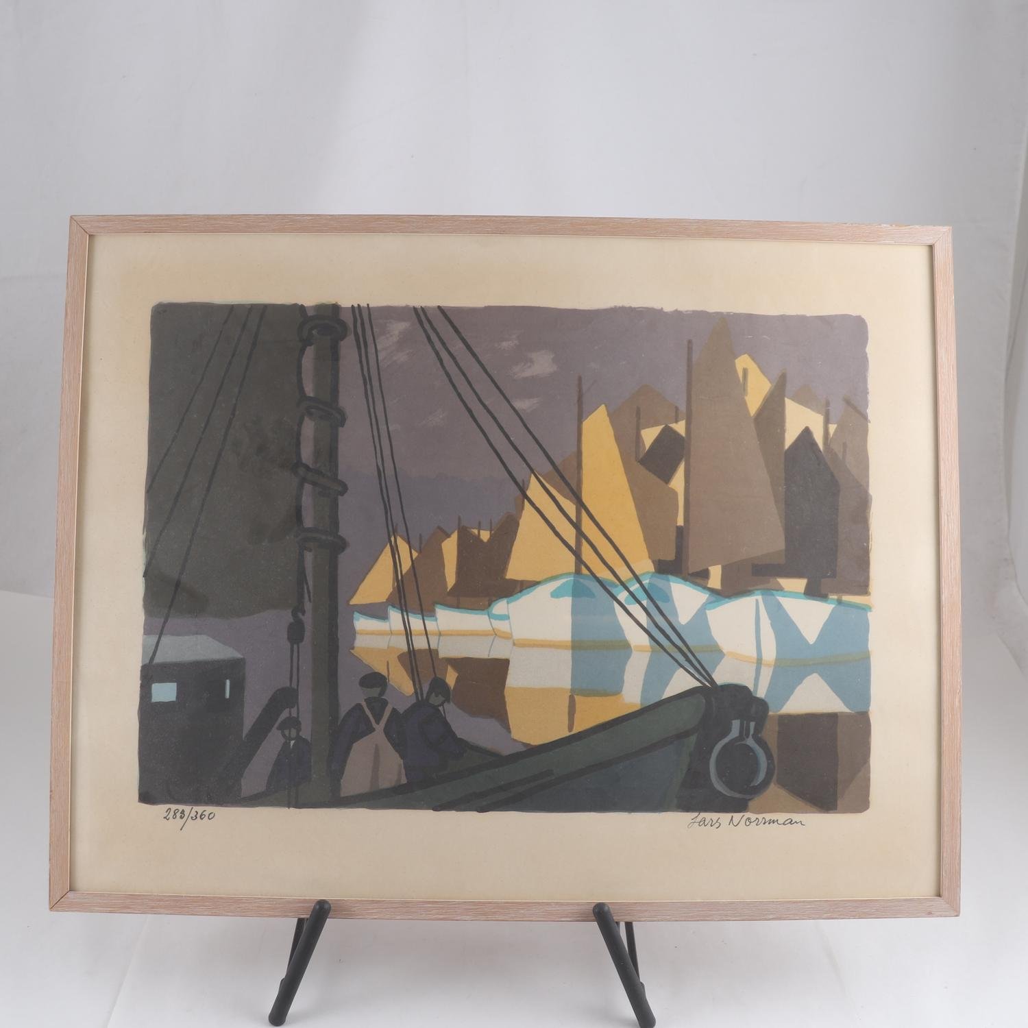 Litografi, Lars Norrman, (1915-1979),