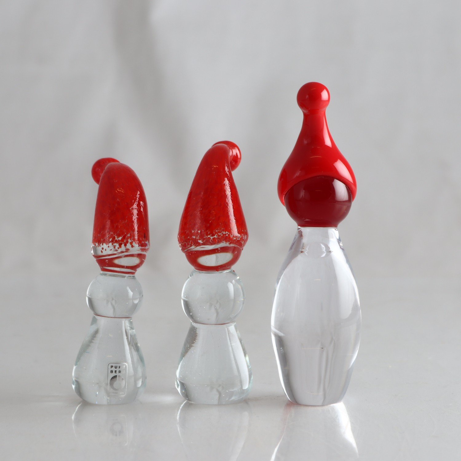 Figuriner, glas, tomtar, Studio Åhus och Pukeberg, 3 st