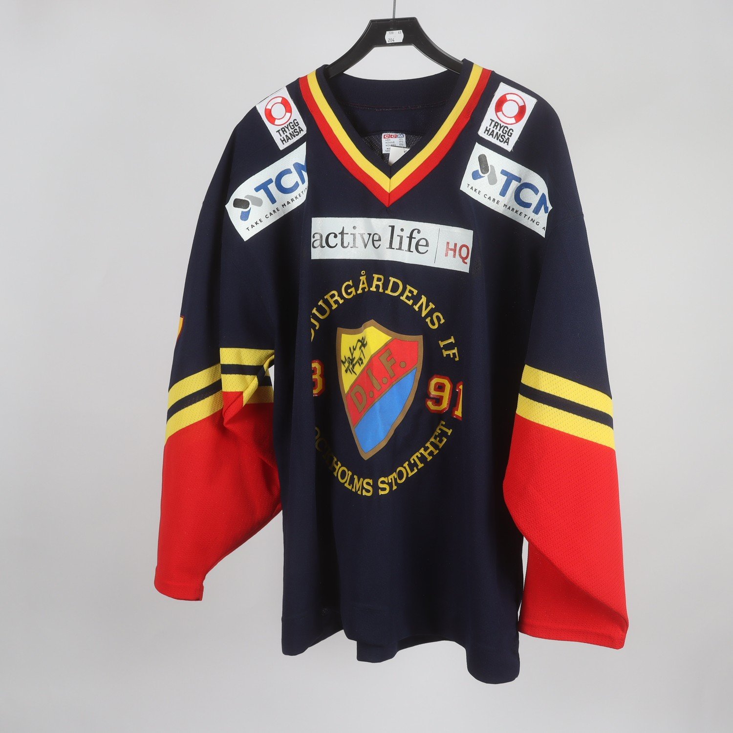 Hockeytröja, DIF, Djurgården, M. Tjärnqvist, med autograf, blå, stl. XXL