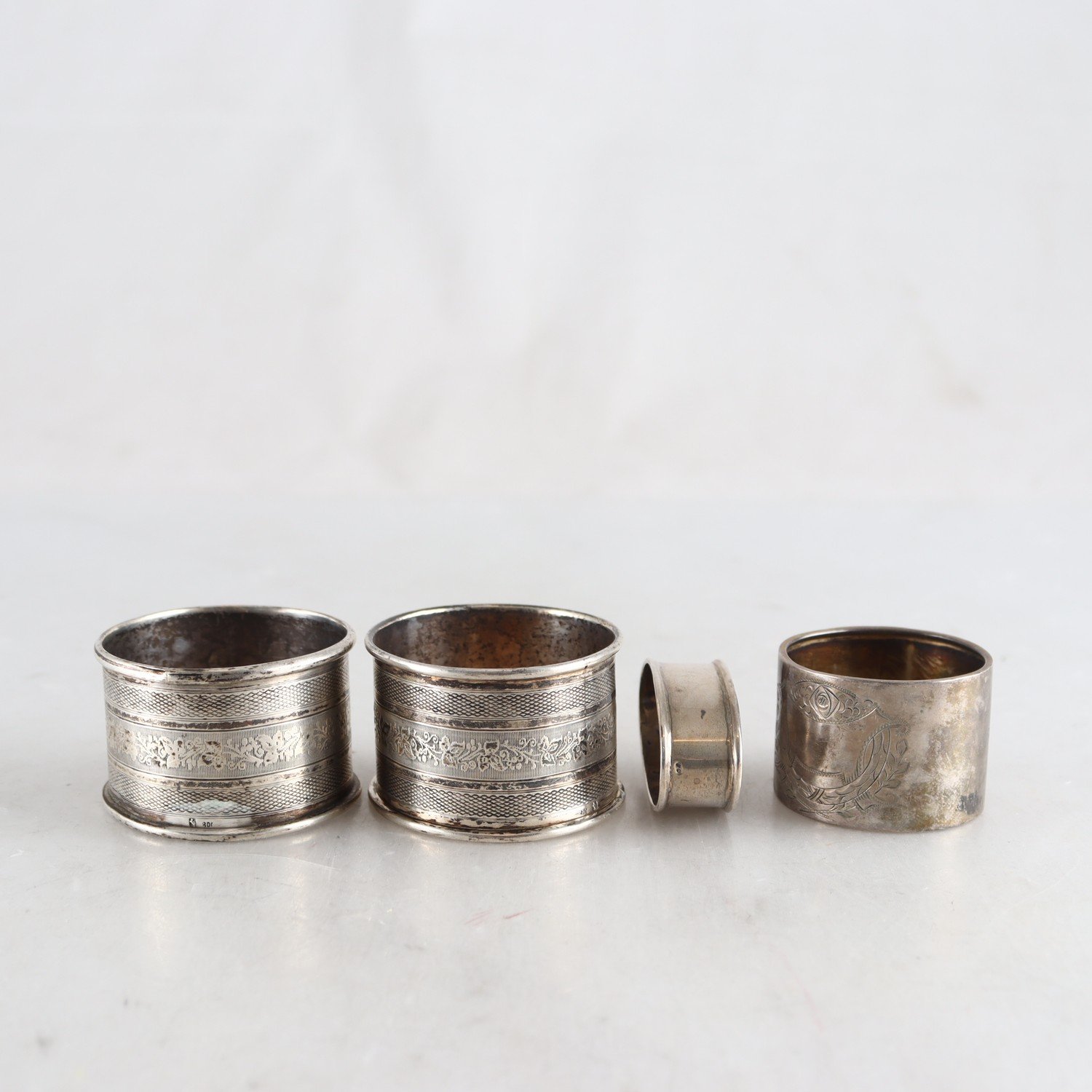 Servettringar, silver, 830, 2 st. 800, 1 st, 1 st. 925, 4 st.