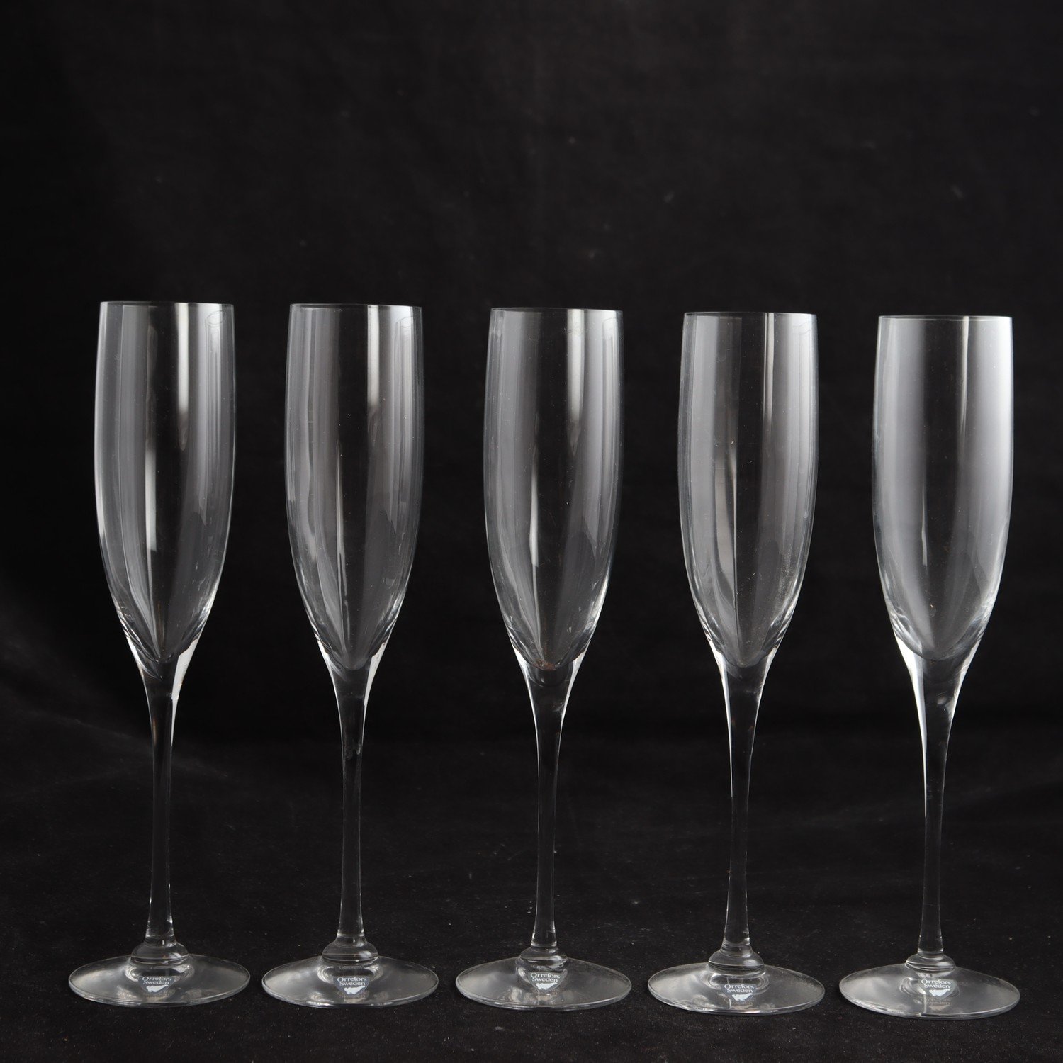 Champagneglas, Optica, Gunnar Cyrén, Orrefors, 1986-1995, 5 st. Samfraktas ej.