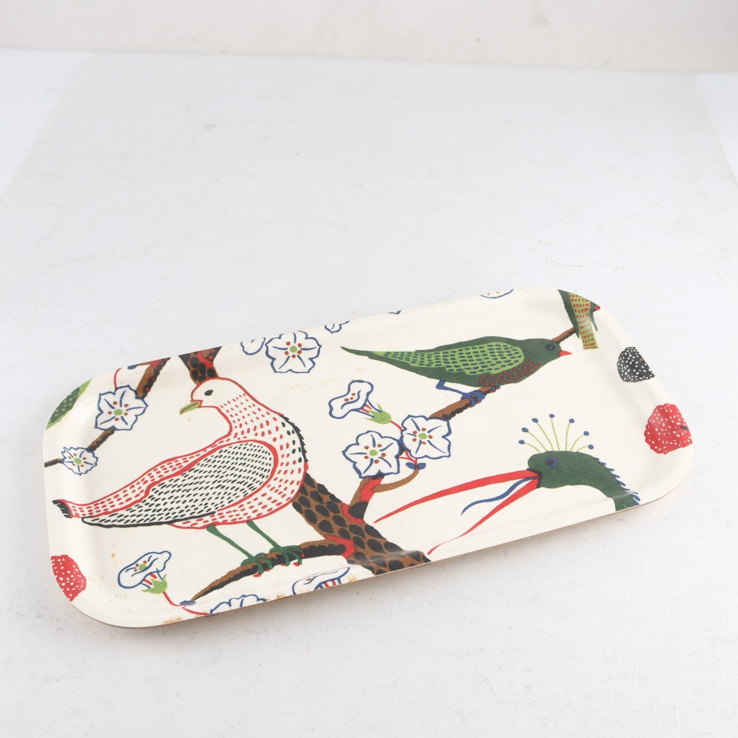 Bricka, Gröna fåglar, Design Josef Frank, Firma Svenskt Tenn. Samfraktas ej.
