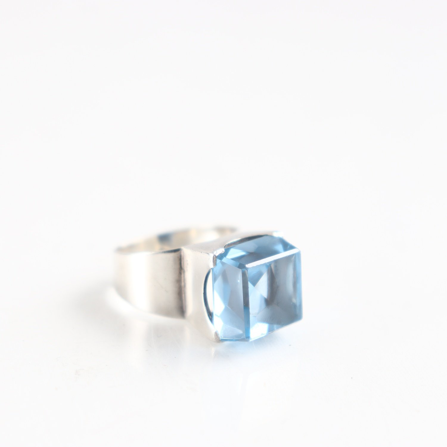 Ring, silver 835,slipad blå sten, vintage, brv: 7,7 g
