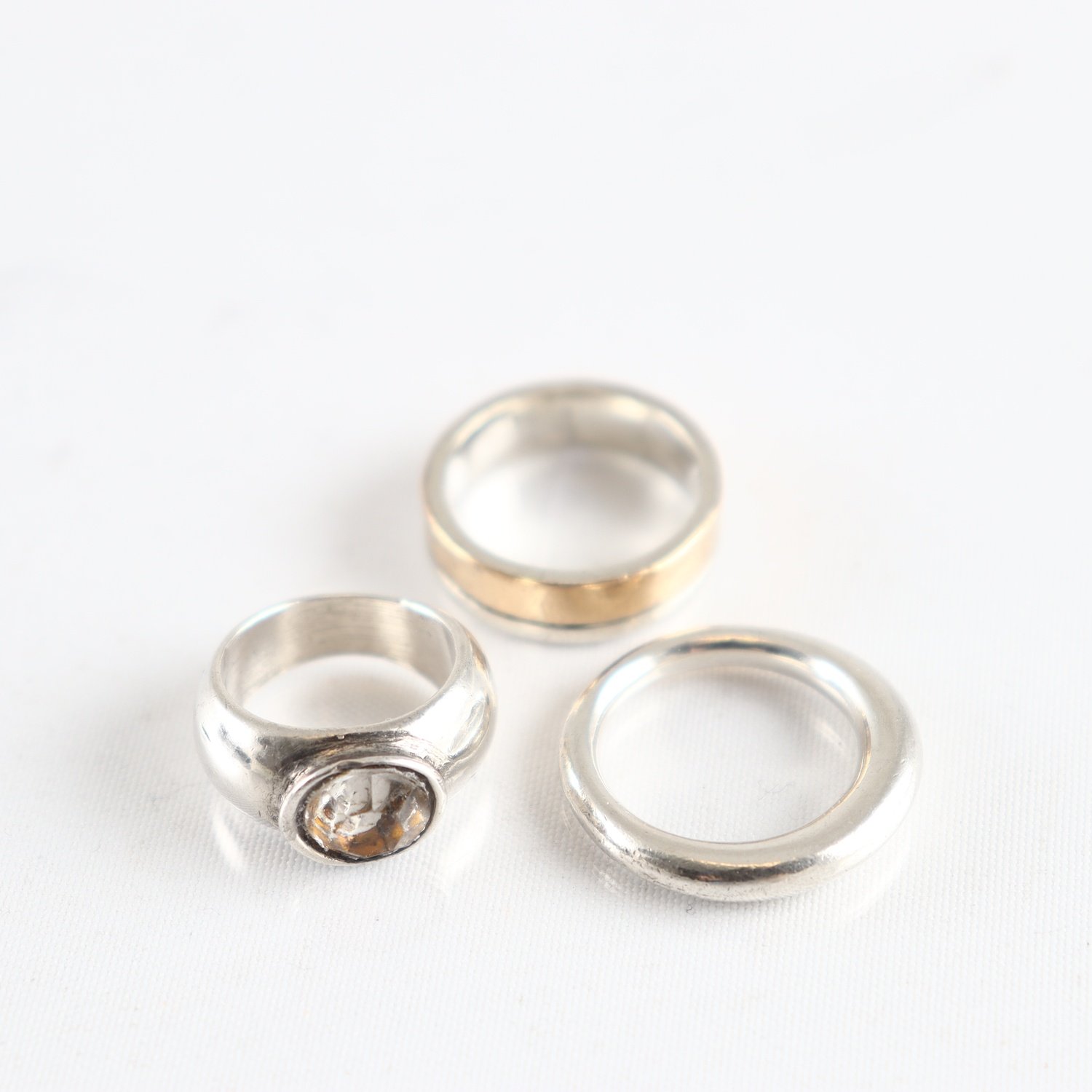Ringar, silver 925, sten, förgylld detalj, brv: 19,9 g