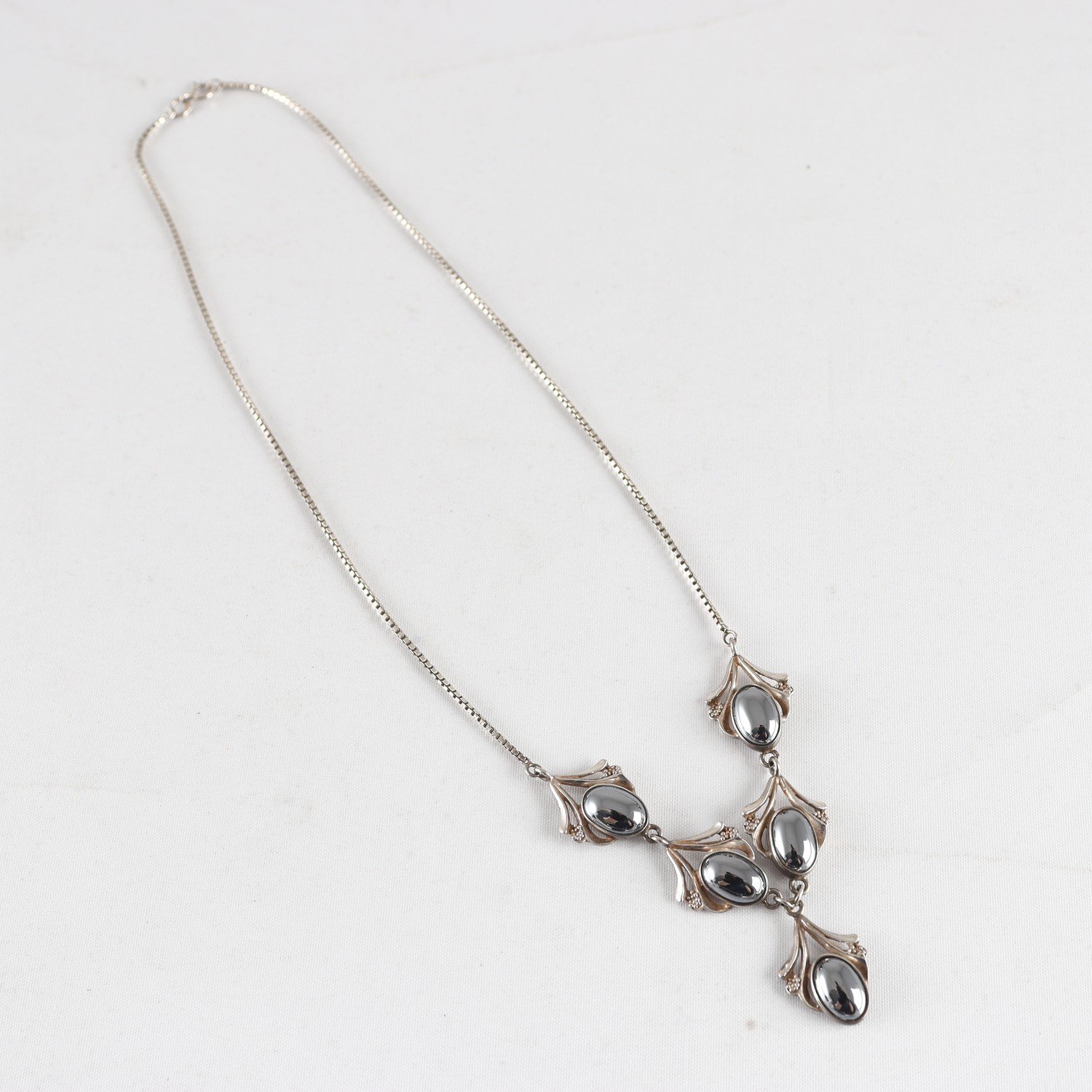 Halsband, collier, silver 925, hematiter, vintage, brv: 15,1 g