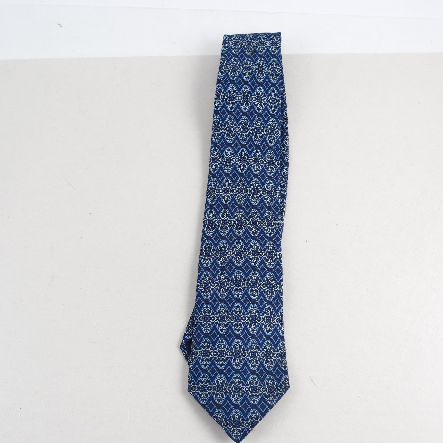 Slips, Hermès, blå, vit, silke
