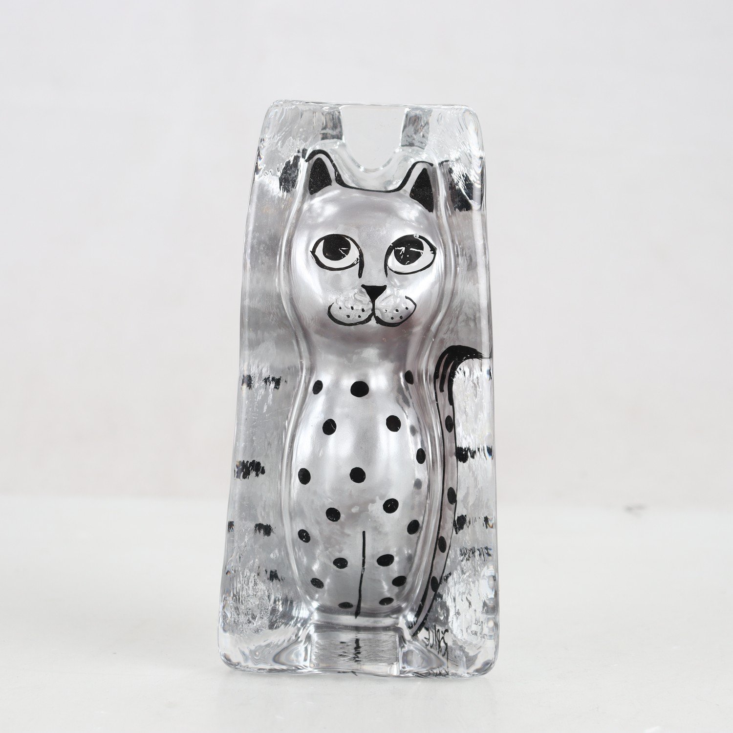Skulptur, katt, Renate Stock Paulsen, Sea Glasbruk, signerad