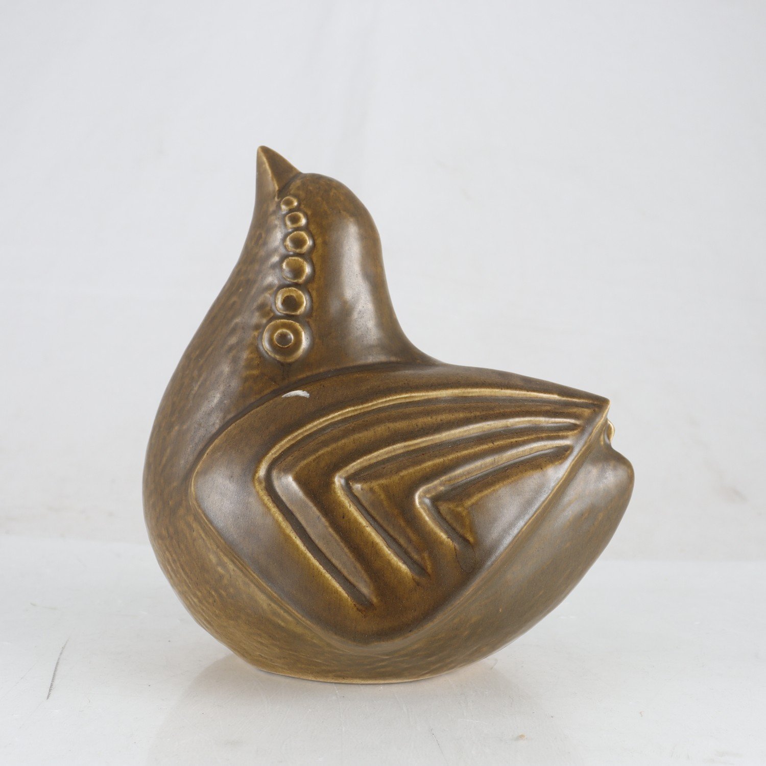 Figurin, fågel, glaserad keramik, Tom Wilson, Bo, signerad. Samfraktas ej.
