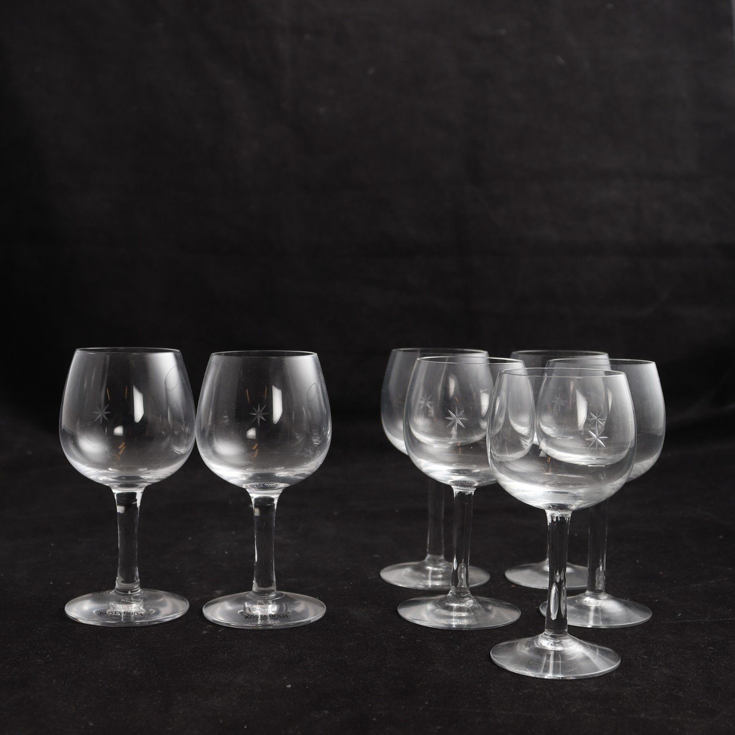 Likörglas, Bouquet, Signe Persson Melin, Kosta Boda, 7 st. Samfraktas ej.