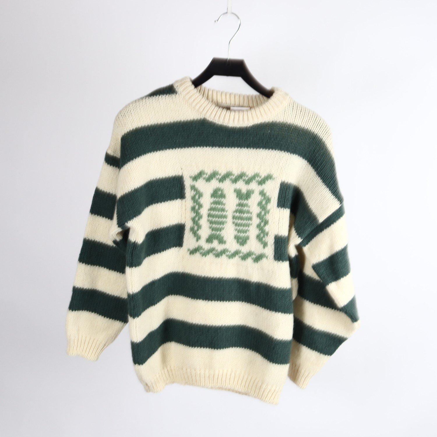 Tröja, Sweater Market Denmark, grön, vit, randig, stl. M