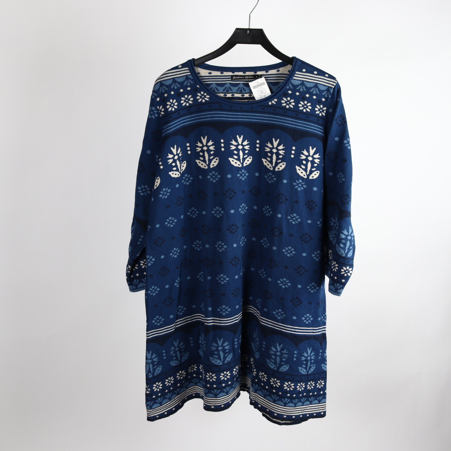 Klänning, Gudrun Sjödèn, blå, mönstrad, stl. XL