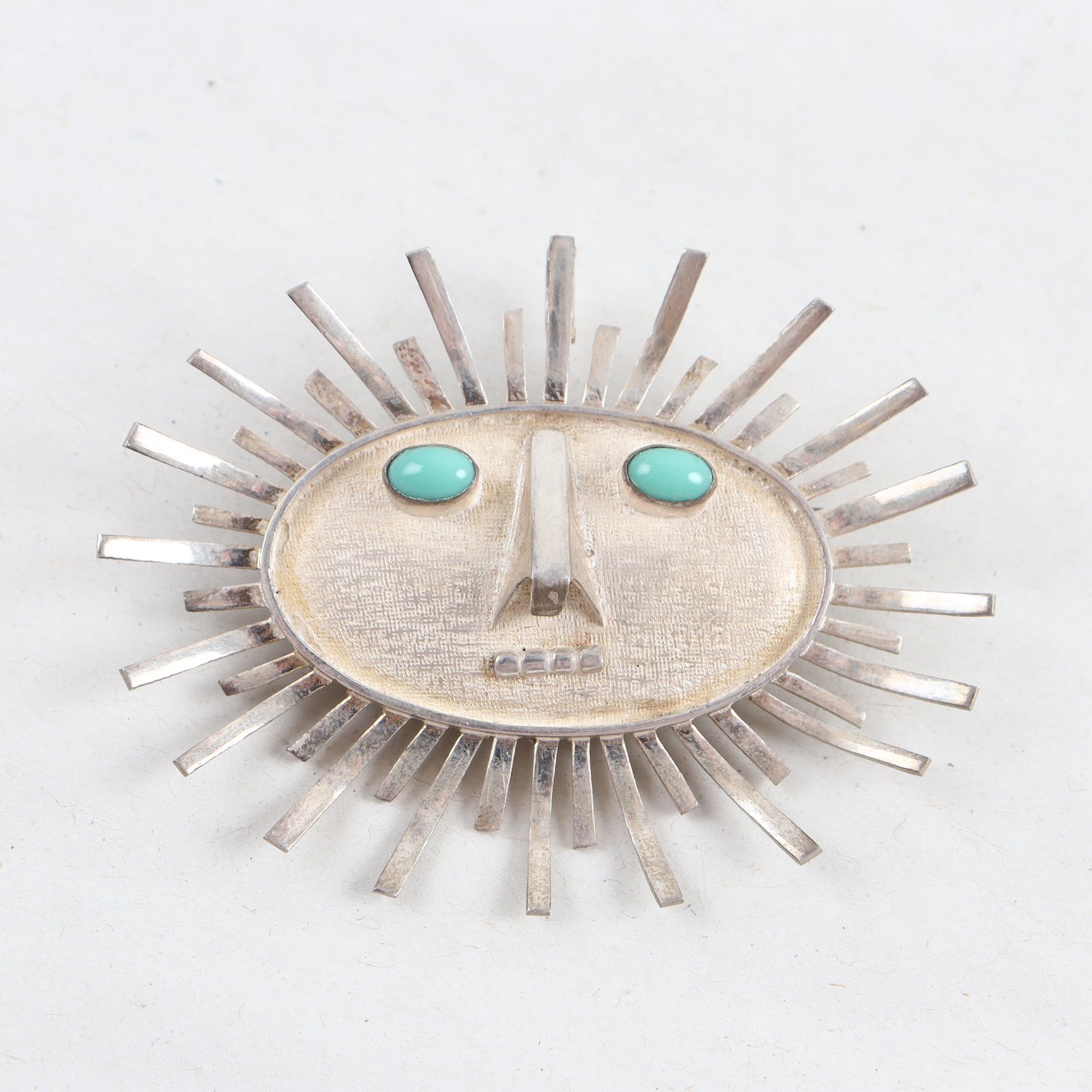 Brosch, silver 900, turkoser, sol, Ecuador, brv: 19,6g