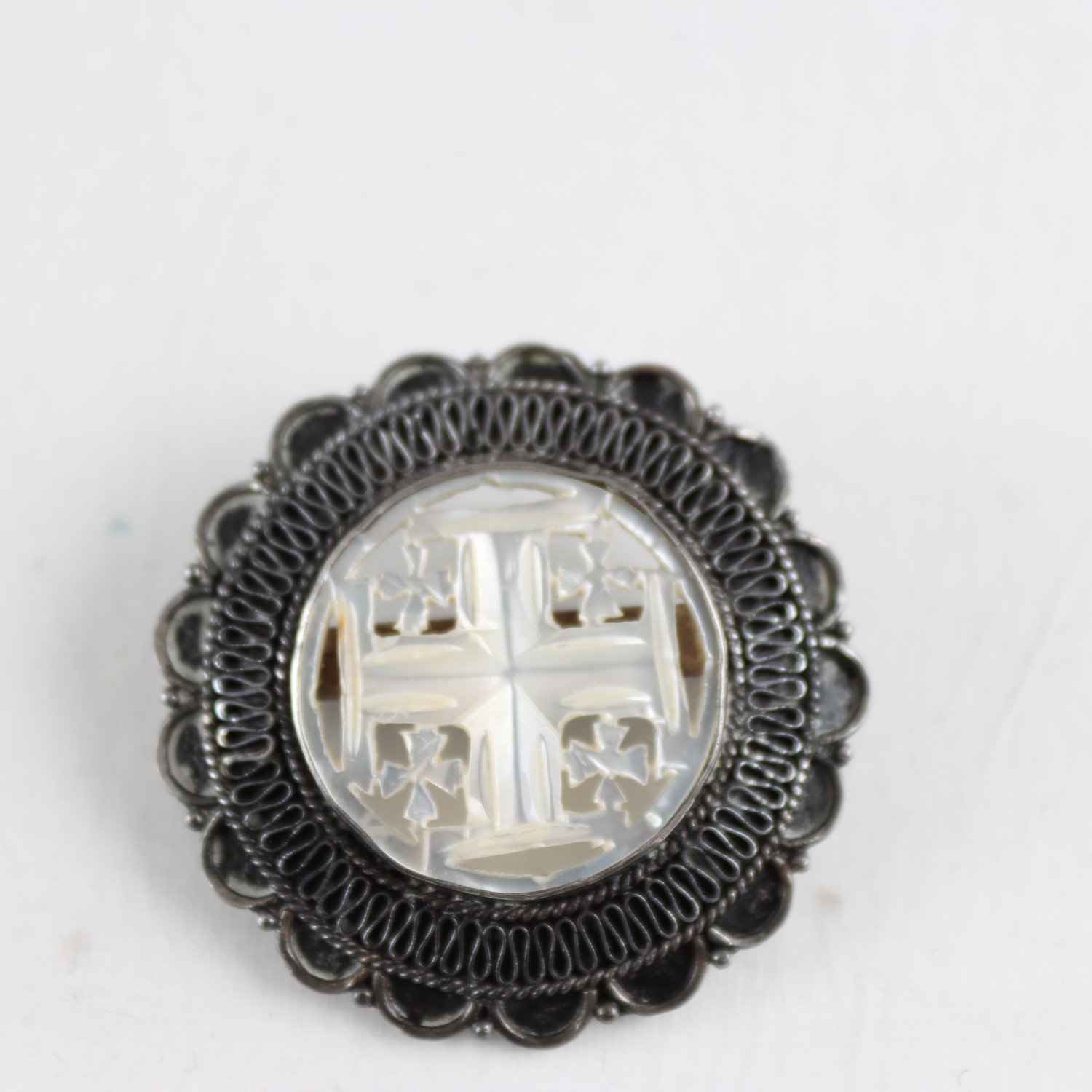 Brosch / Hänge, silver 925, pärlemor, brv: 6,3 g