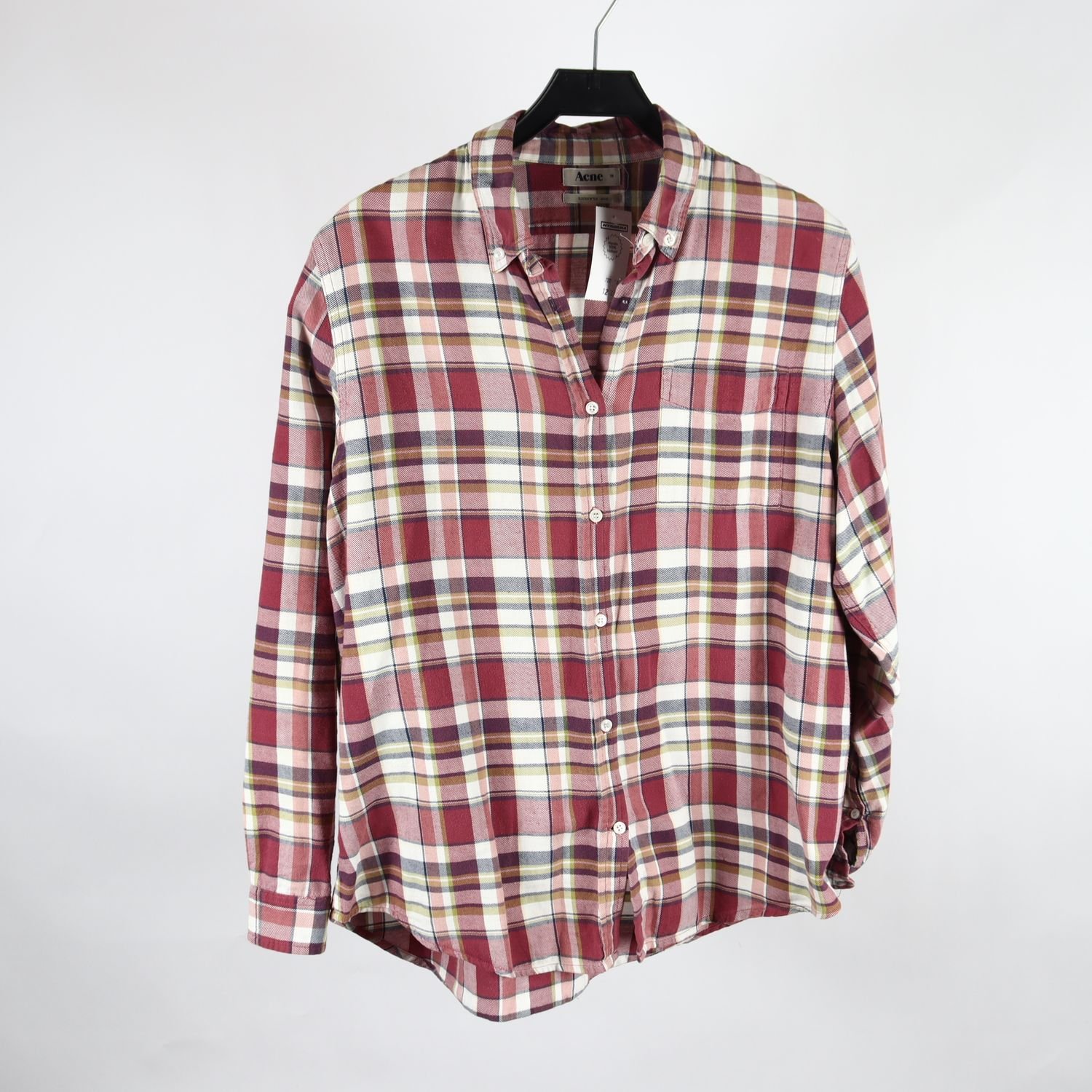 Blus, Acne, rutig, stl. 38
