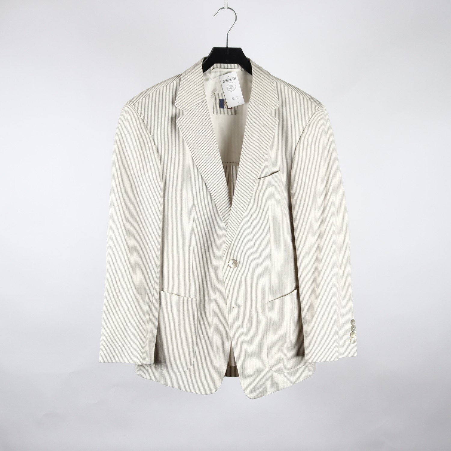 Kavaj, Pierre Cardin, vit, randig, linblandning, stl. 48