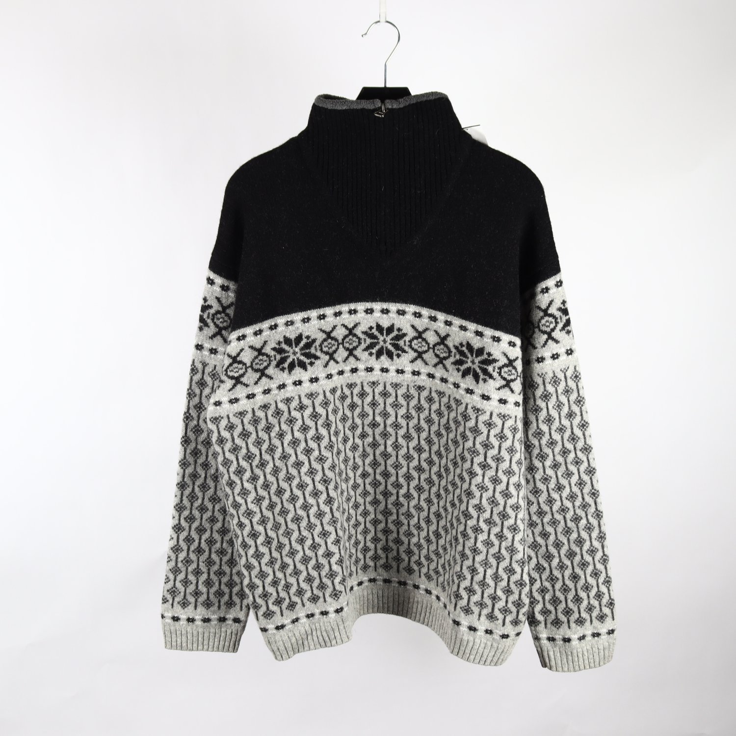 Tröja, New Basic, svart, grå, ull, stl. XXL