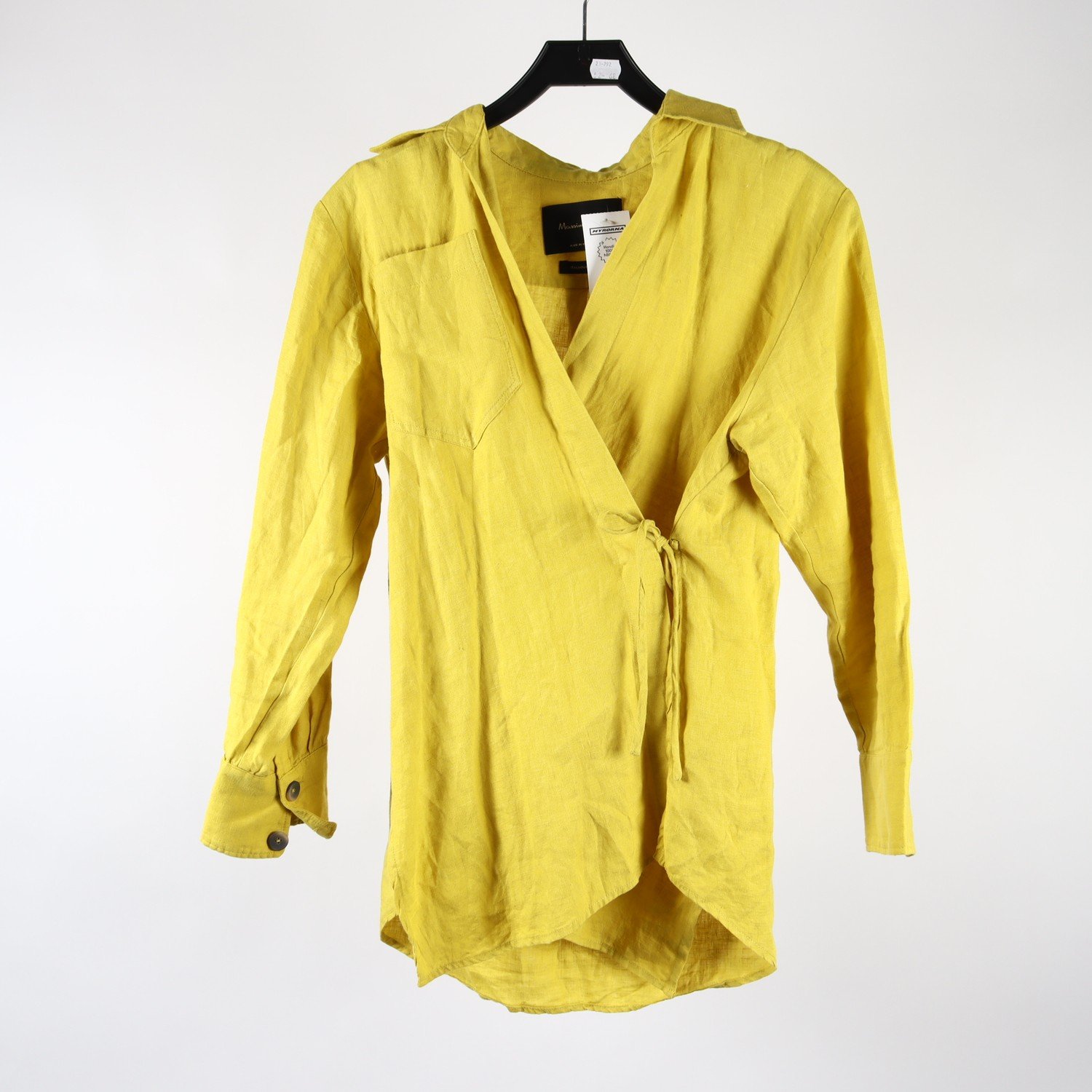Blus, Massimo Dutti, gul, lin, stl. ca. S