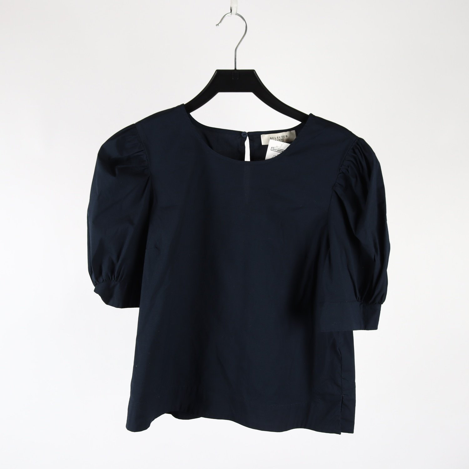 Blus, Selected Femme, blå, puffärm, stl. 38