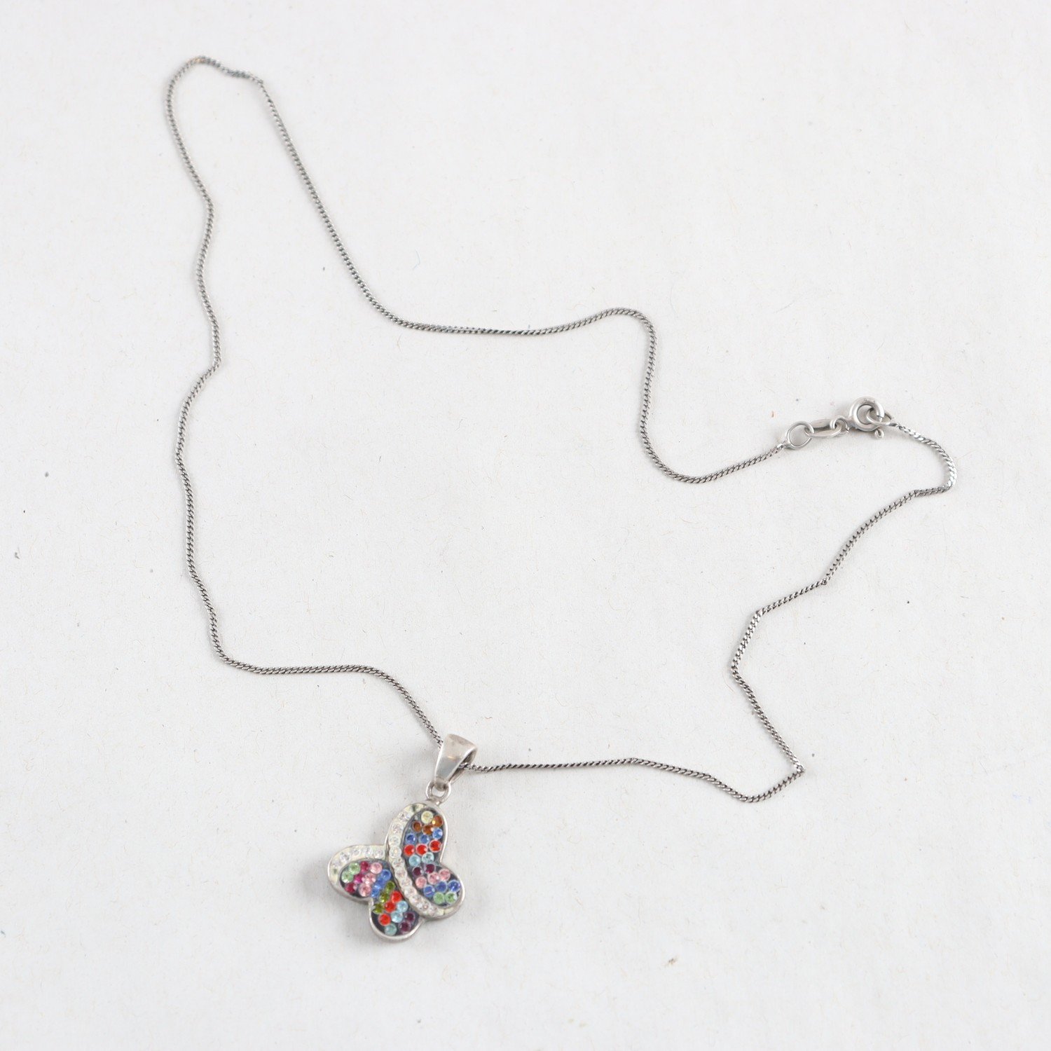 Halsband med hänge, silver, stenar, Brv: 4,6g