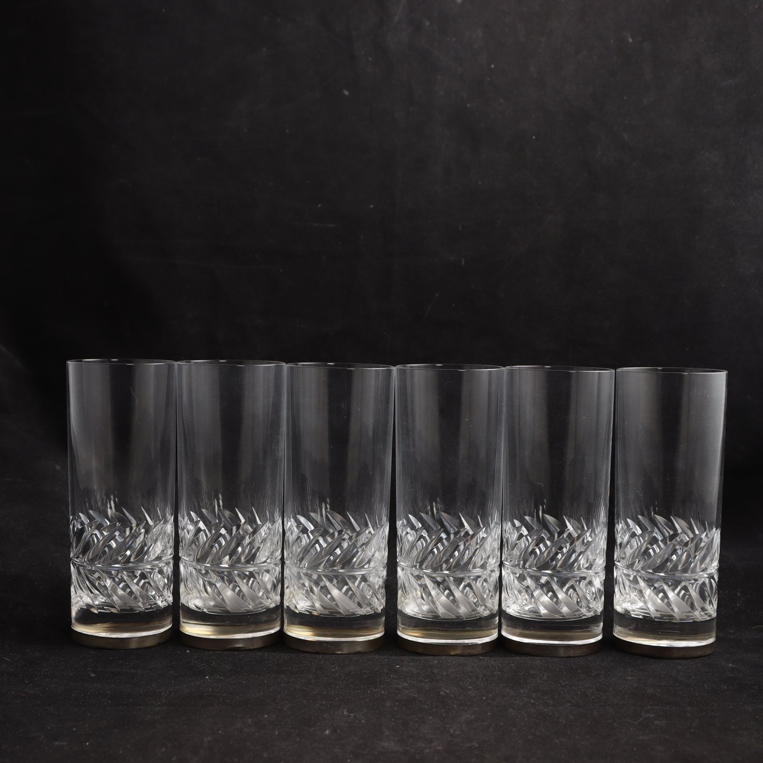 Glas, halvkristall, dekoration med ring i silver, 6 st. Samfraktas ej.