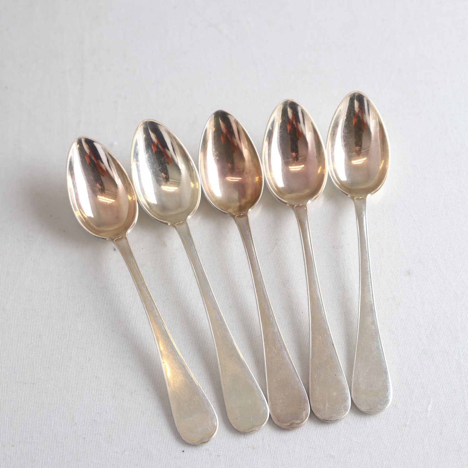 Kaffeskedar, silver, A.G.D, Stockholm, ca 1920-tal, 5 st