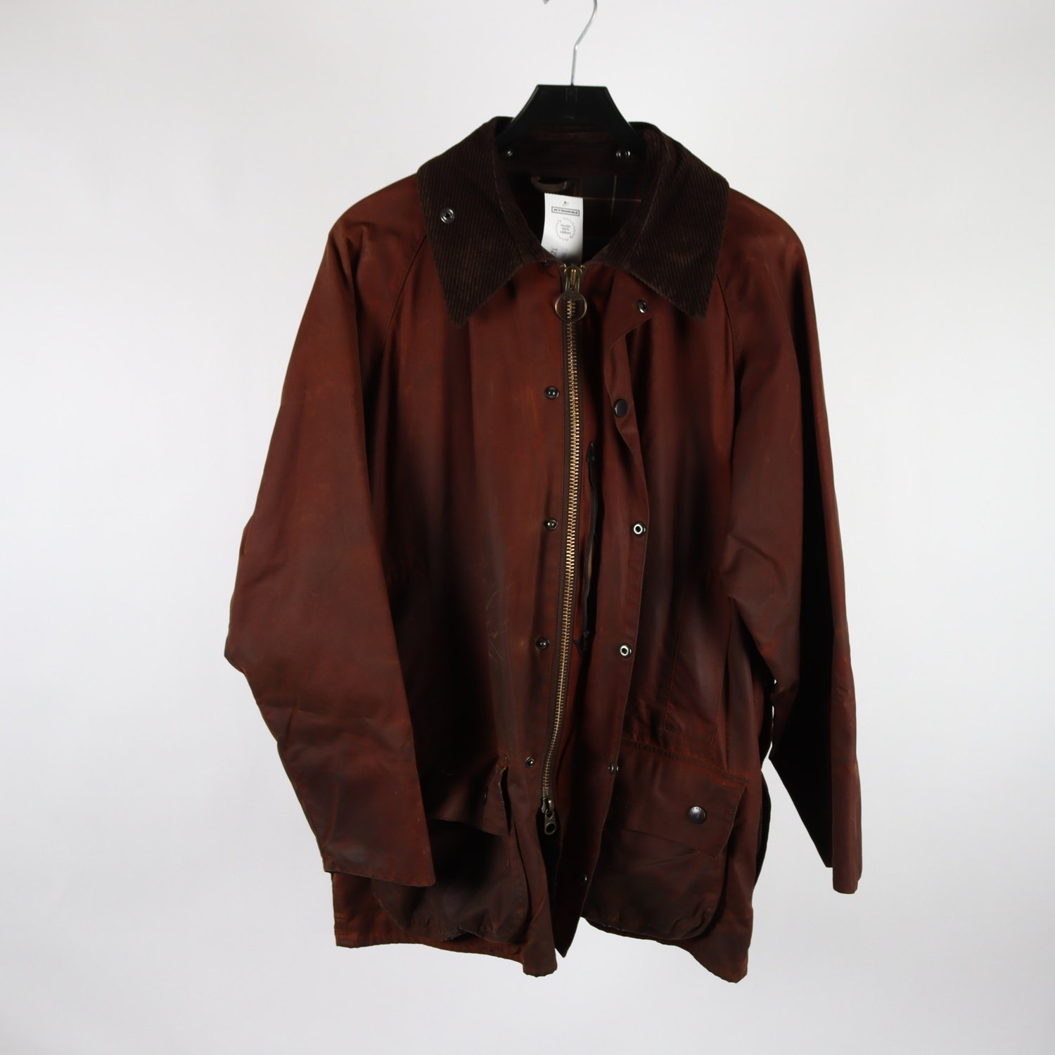 Vaxad jacka, Barbour, röd, brun, stl. 44