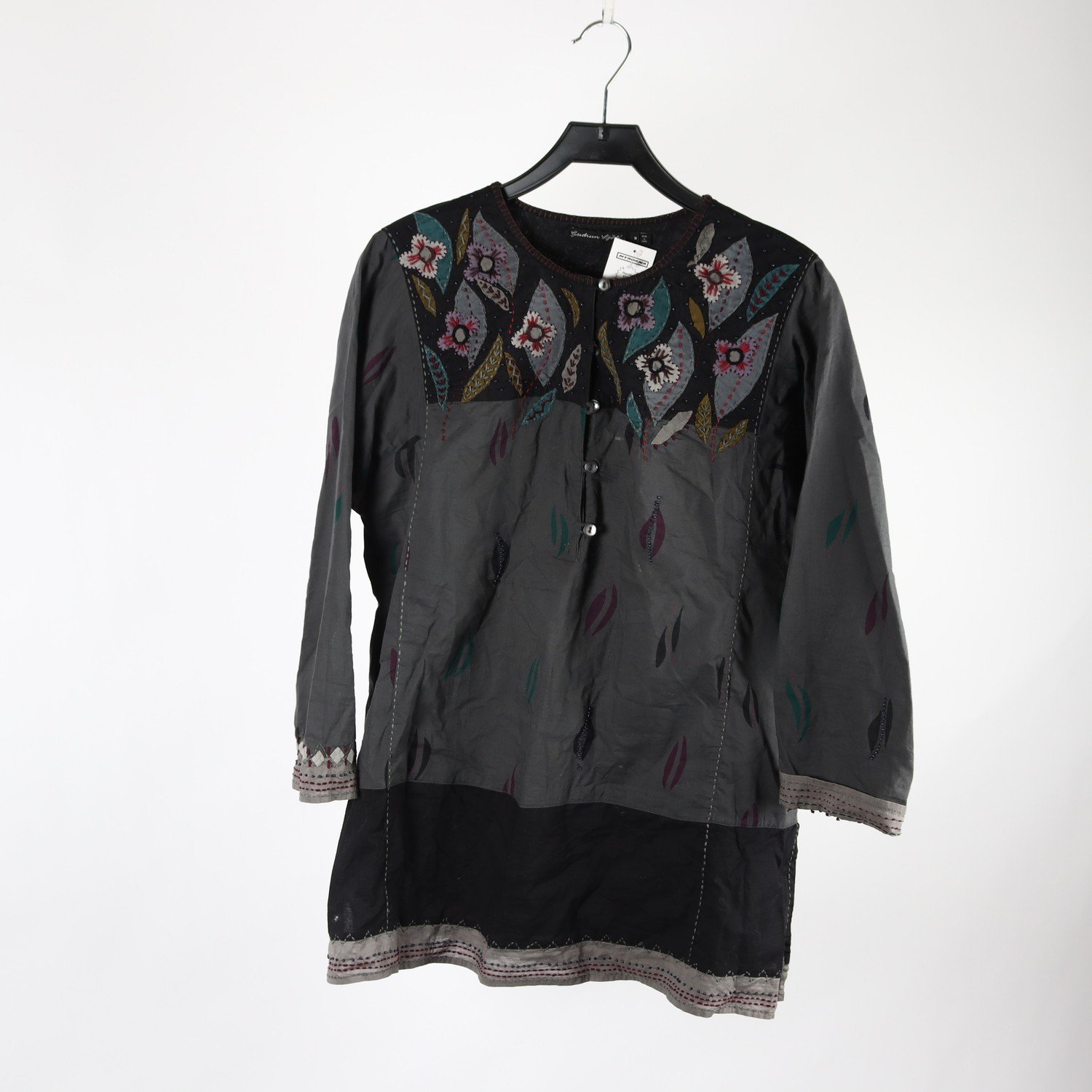 Blus, Gudrun Sjödén, grå, broderad, stl. M