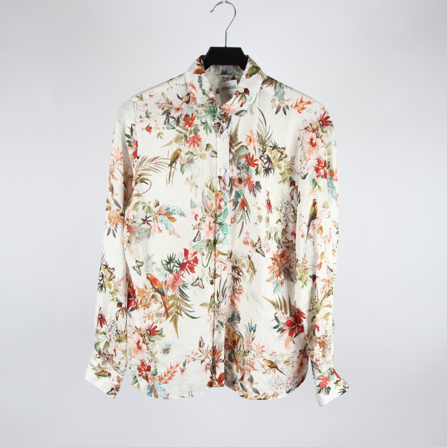 Blus, Stenströms, blommig, vit, lin, stl. 40