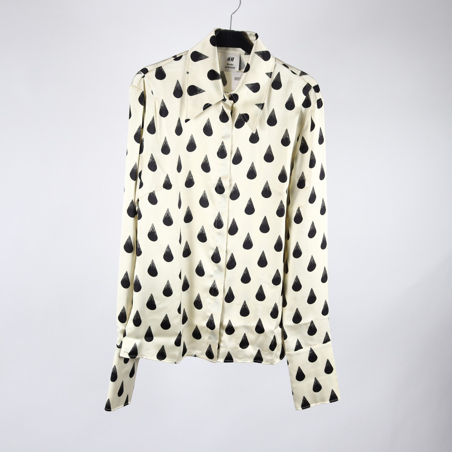 Blus, H&M Studio, beige, svart, blank, stl. S