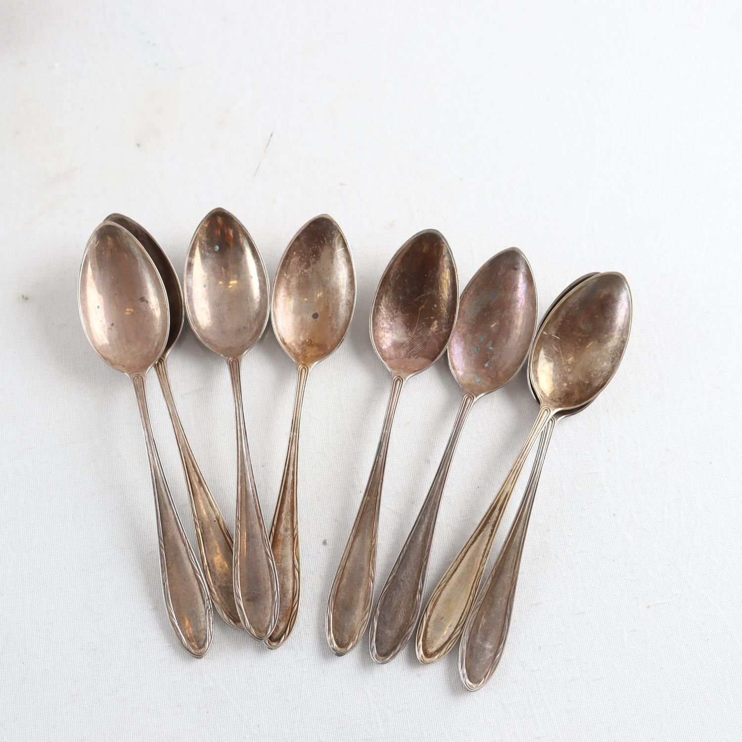 Kaffeskedar, silver, K.A, Stockholm, 1915, 8 st