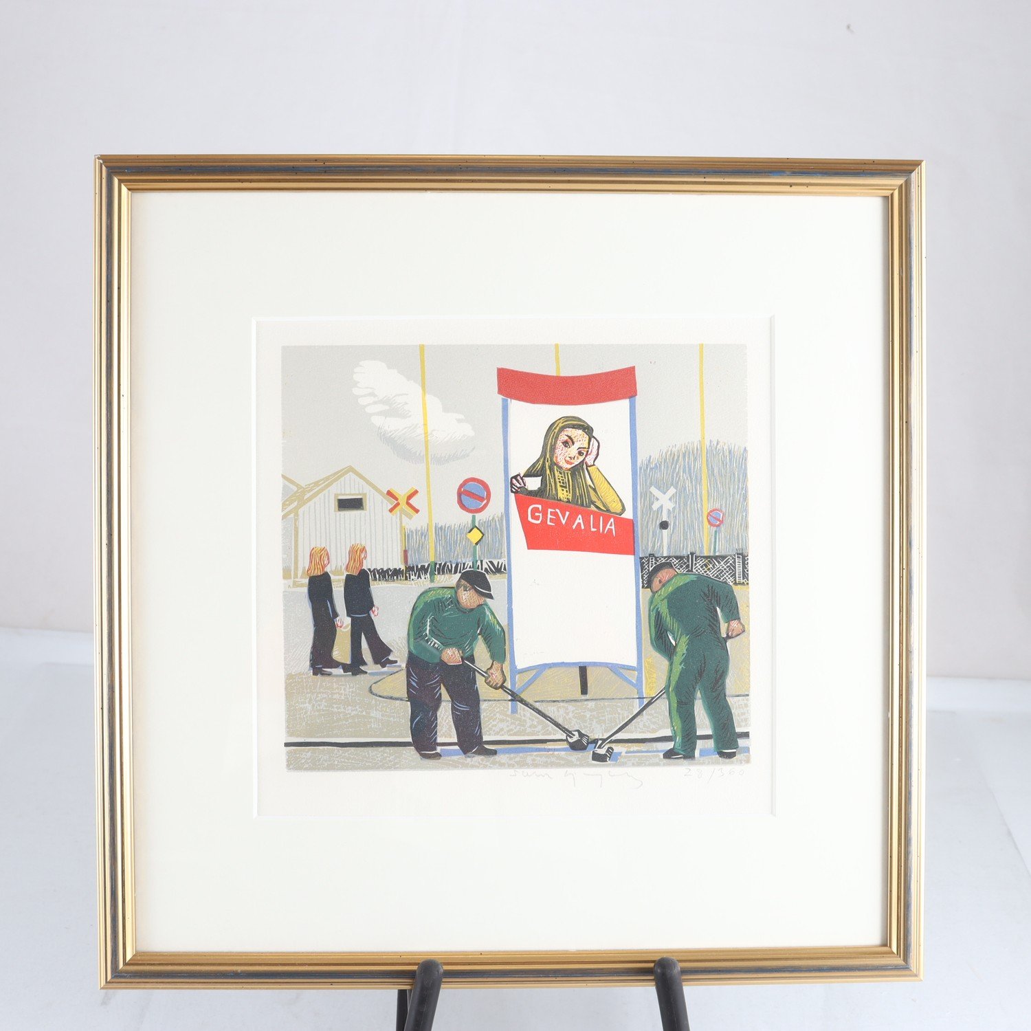 Färgträsnitt, Vid järnvägen, Sven Ljungberg, (1912-2010). Samfraktas ej.