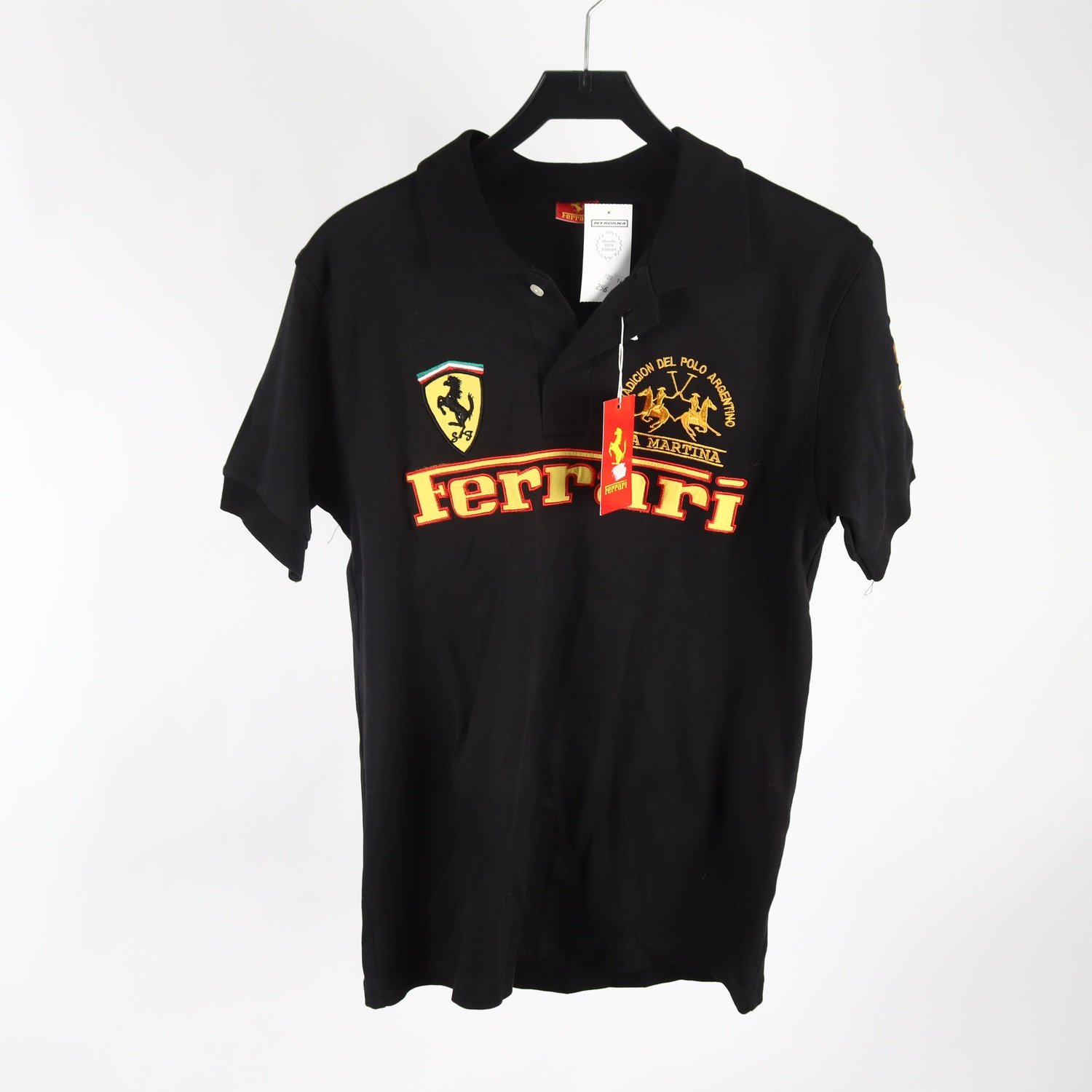 Pikètröja, Ferrari, svart, stl. M