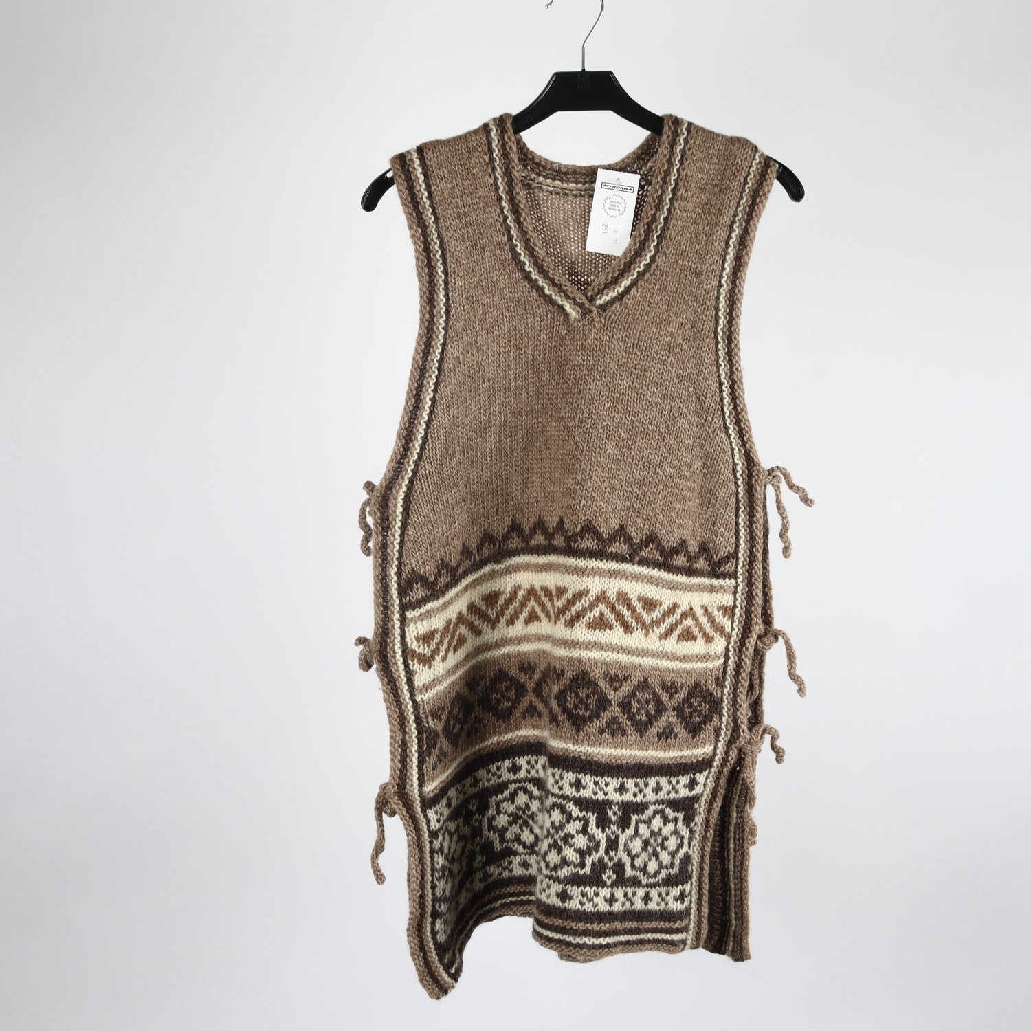 Väst, Handstickad, beige, ull, stl. ca. S