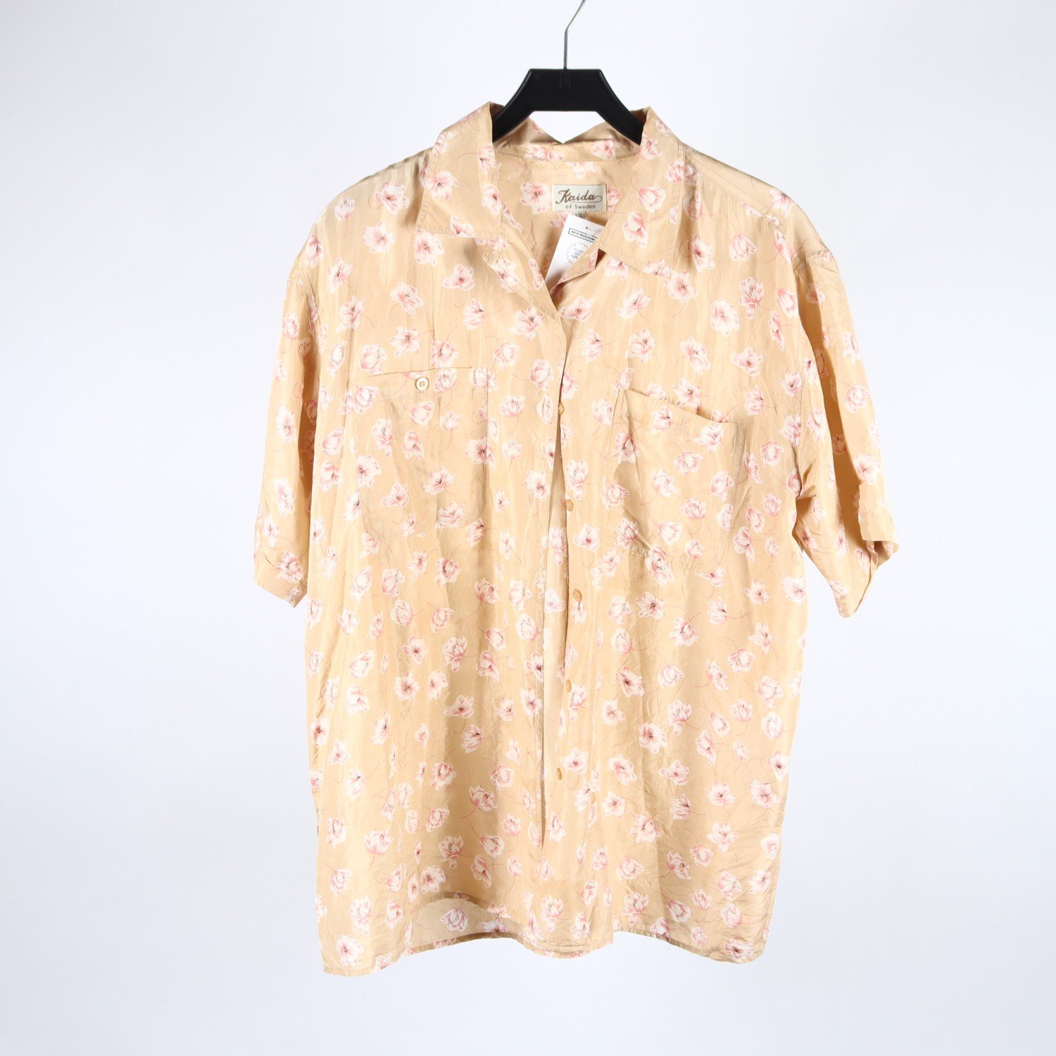 Blus, Kaida of Sweden, guld, rosa, vit, silke, stl. XXL