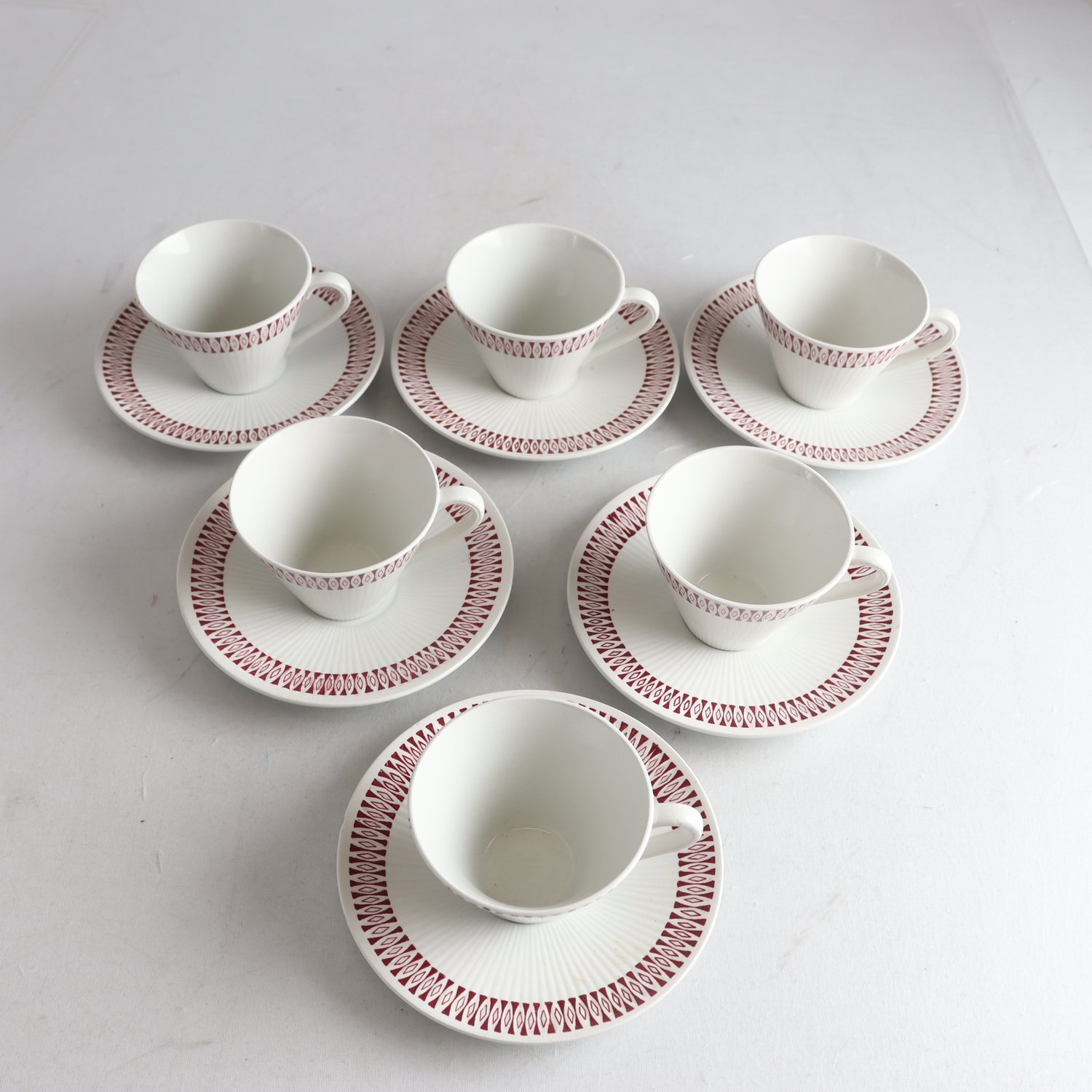 Kaffekoppar med fat, Bagett, Stig Lindberg, Gustavsberg. Samfraktas ej.