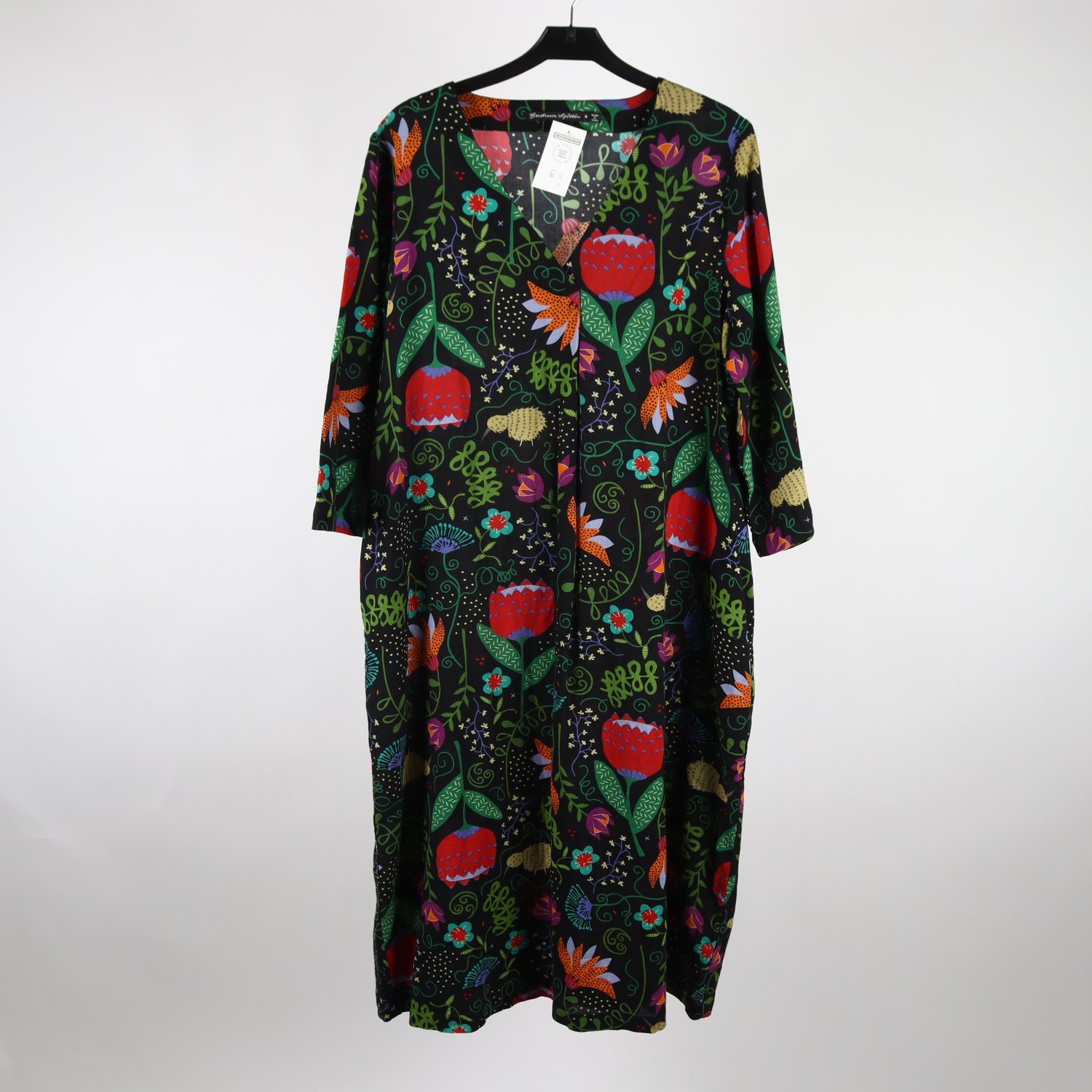 Klänning, Gudrun Sjödén, blommig, svart, stl. M