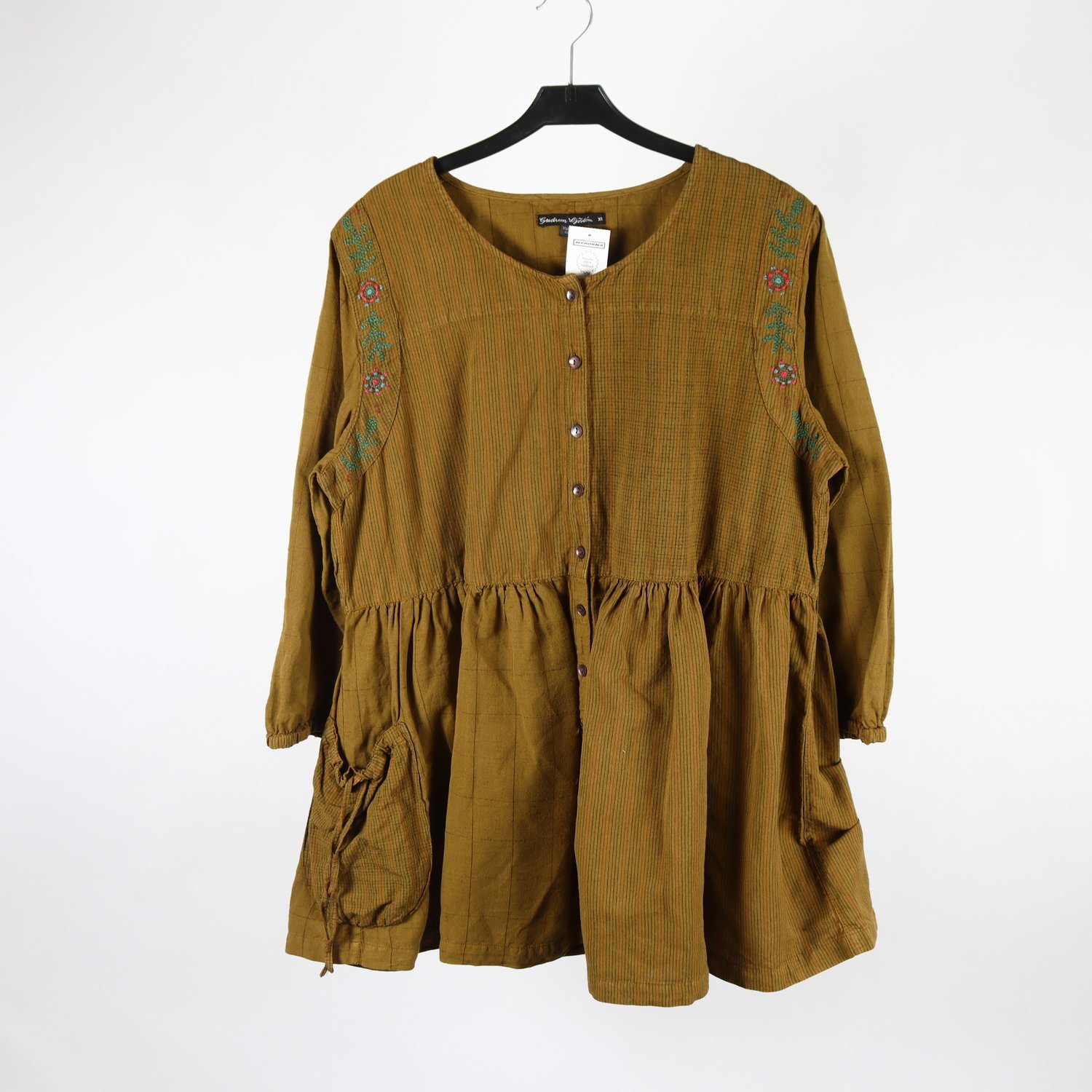 Blus, Gudrun Sjödén, grön, broderad, stl. XL
